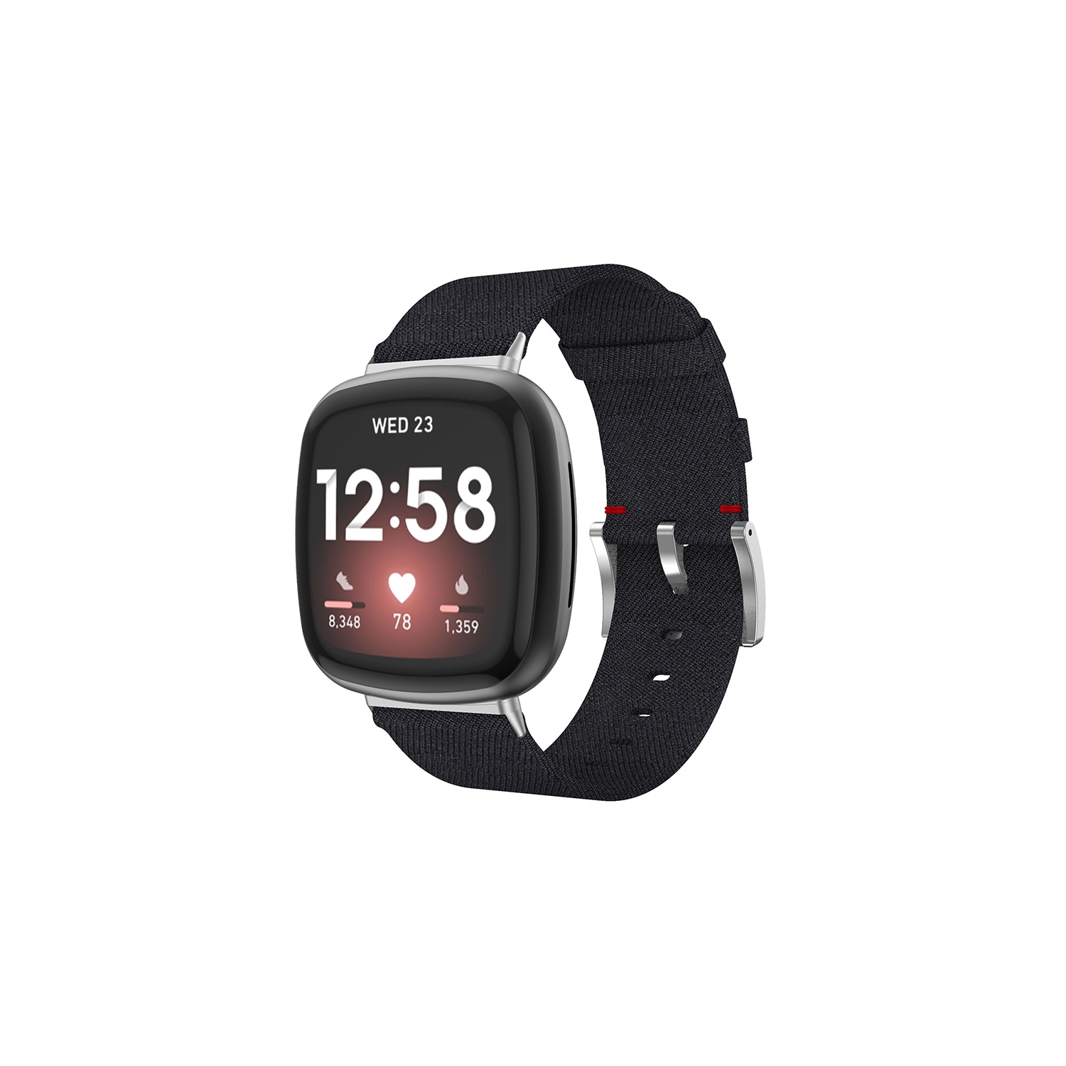 StrapsCo Woven Canvas Watch Band Strap for Fitbit Sense - Black