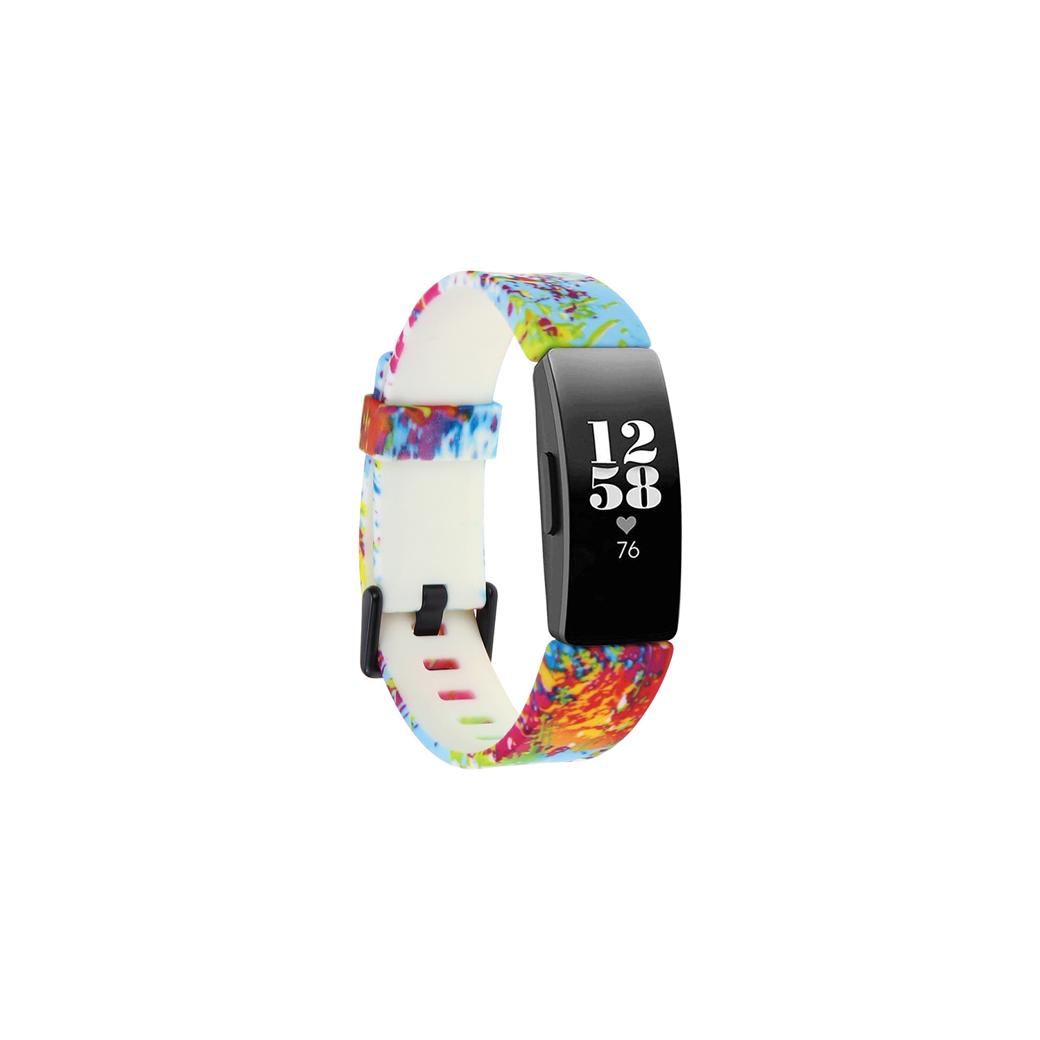 StrapsCo Print Silicone Rubber Watch Band Strap for Fitbit Inspire & Inspire HR - Medium-Long - Paint Splatter