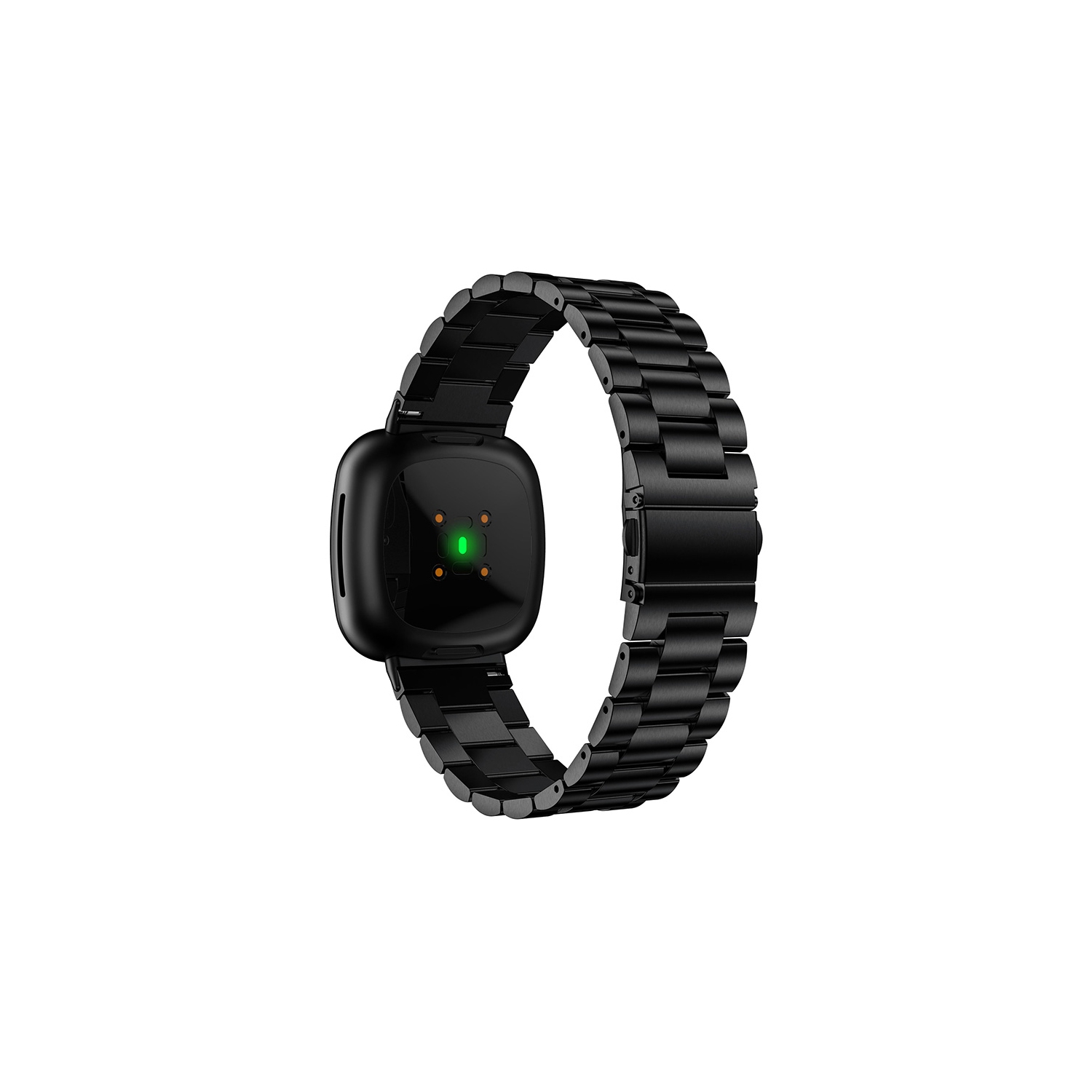 StrapsCo Stainless Steel Bracelet Watch Band for Fitbit Versa 3 - Black