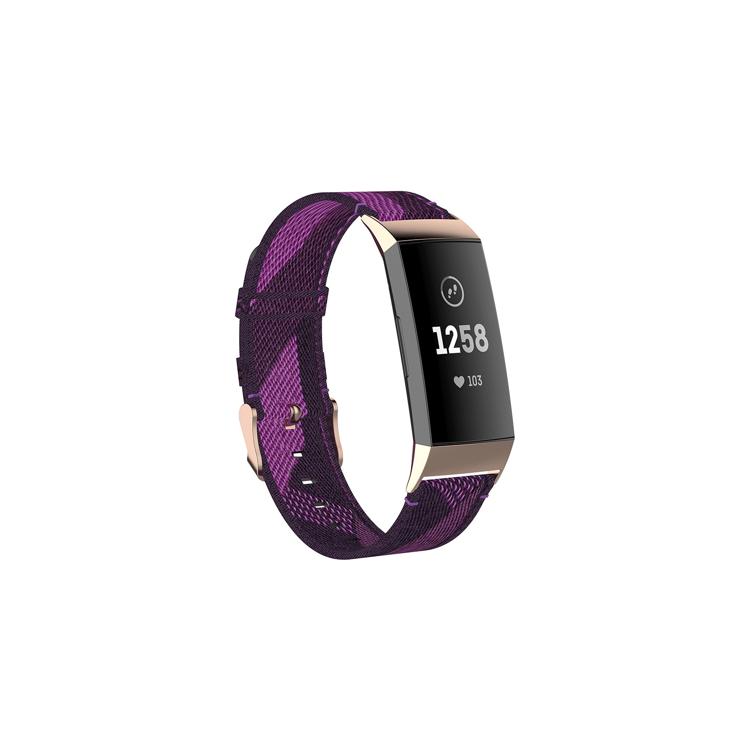 StrapsCo Woven Nylon Watch Band Strap for Fitbit Charge 4 & Charge 3 - Purple