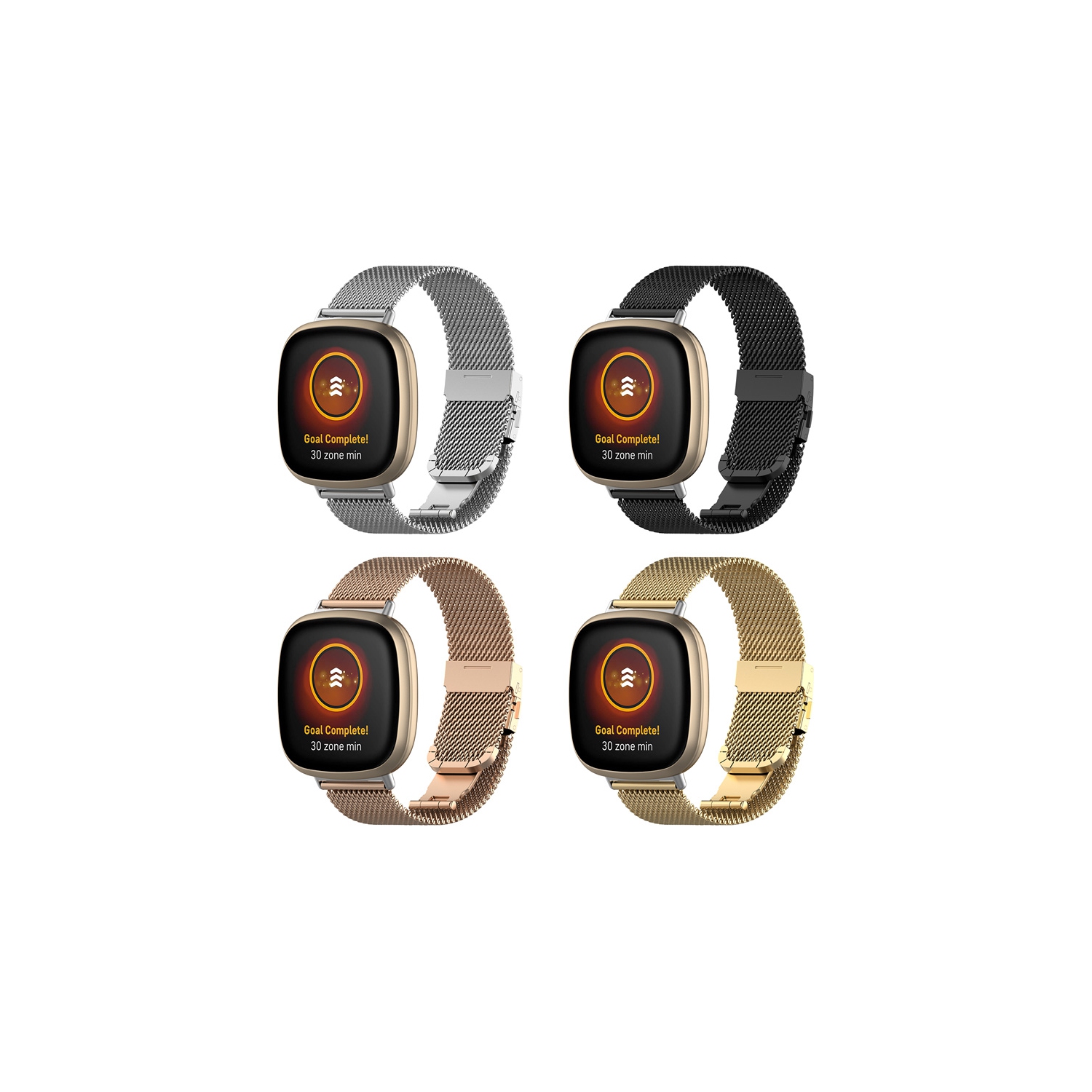 StrapsCo Stainless Steel Milanese Mesh Watch Band Strap for Fitbit Versa 3 - Rose Gold