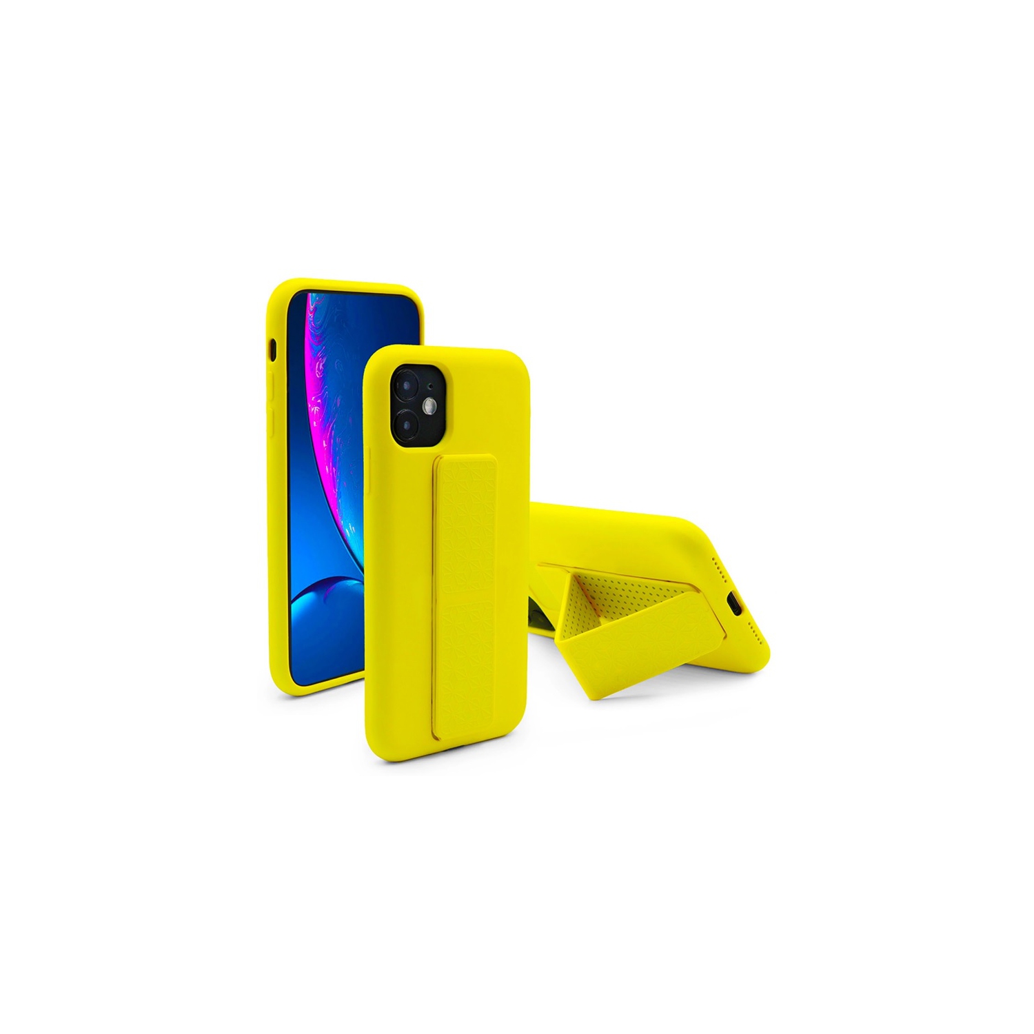 TopSave Silicone Case with Magnetic Stand and Thin Strap Case For Iphone 12 Mini, Yellow