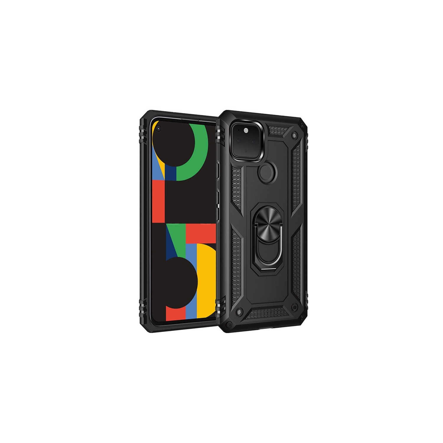 【CSmart personnalisé personnalisé de protection magnétique hybride contre les chutes avec support à anneau pour Pixel 5, 6.0 po 2020, noir