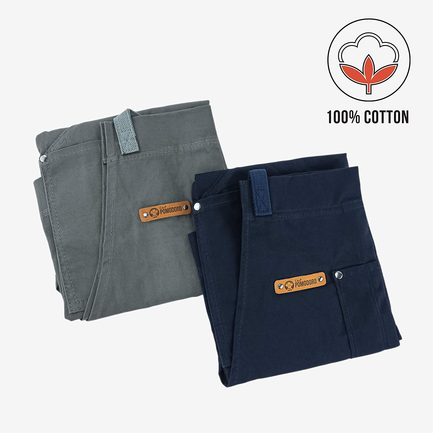 Tablier de cuisine chef Pomodoro – chef supérieur recommandé – pochettes réglables, bavettes – conçu pour la maison, le barbecue, utilisation de la