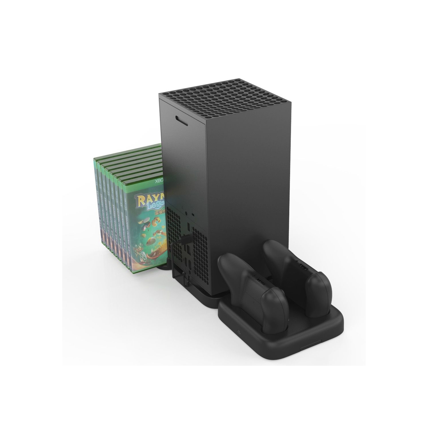 Support vertical motorisé 3-en-1 de Winomart pour Xbox Series X - double station de chargement et rangement de disques