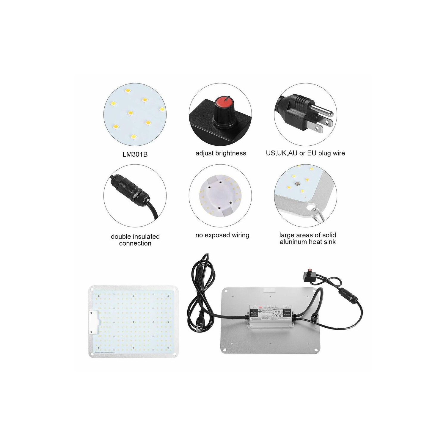 218 LED Grow Light，Full Spectrum 3000K 5000K 660nm 760nm IR Plant Grow Lamp for Indoor Plants Seeding Veg and Bloom