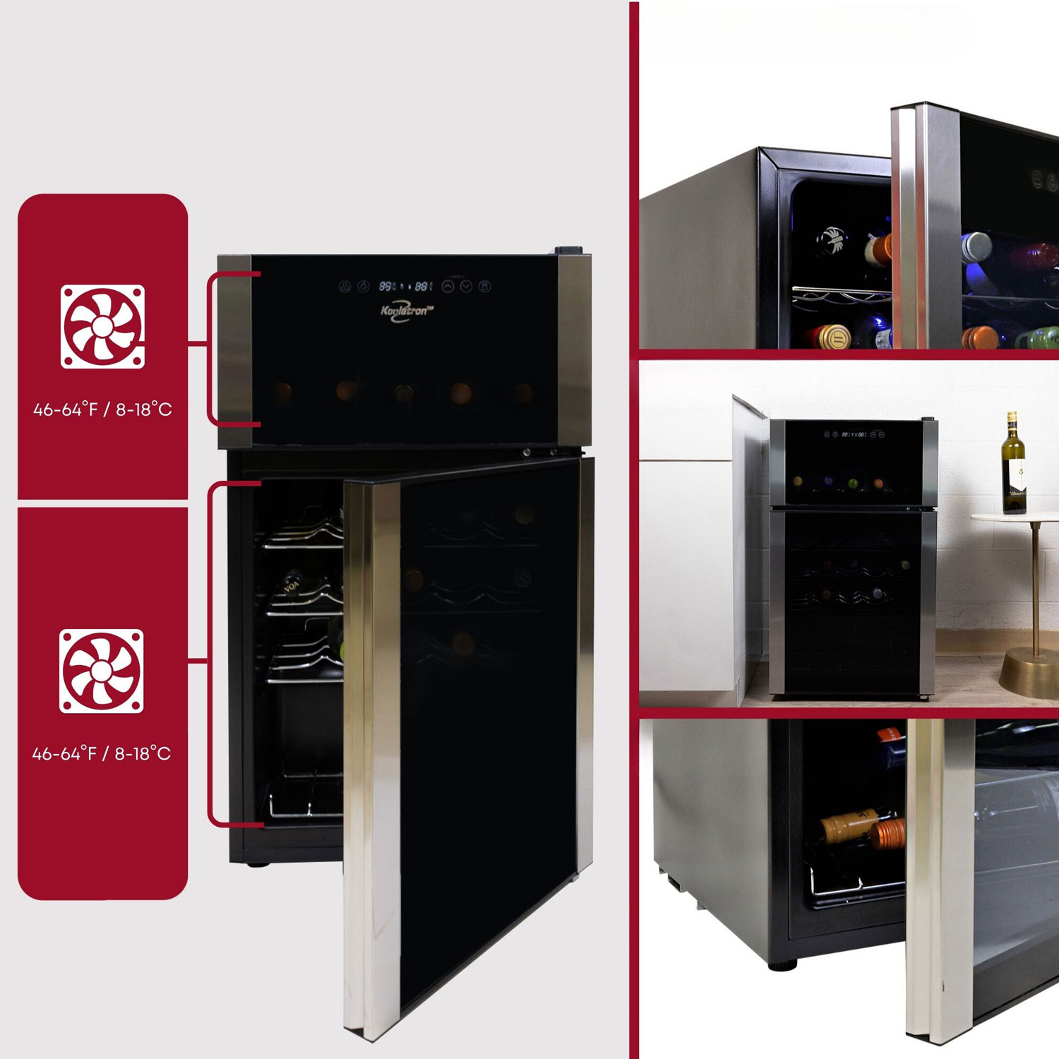 Koolatron 29-Bottle Dual Zone Freestanding Wine Cooler / Wine Fridge