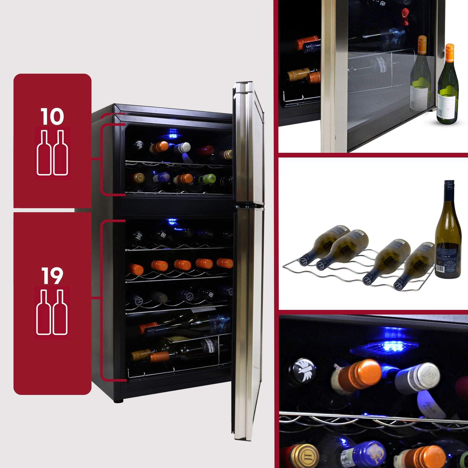 Koolatron 29-Bottle Dual Zone Freestanding Wine Cooler / Wine Fridge
