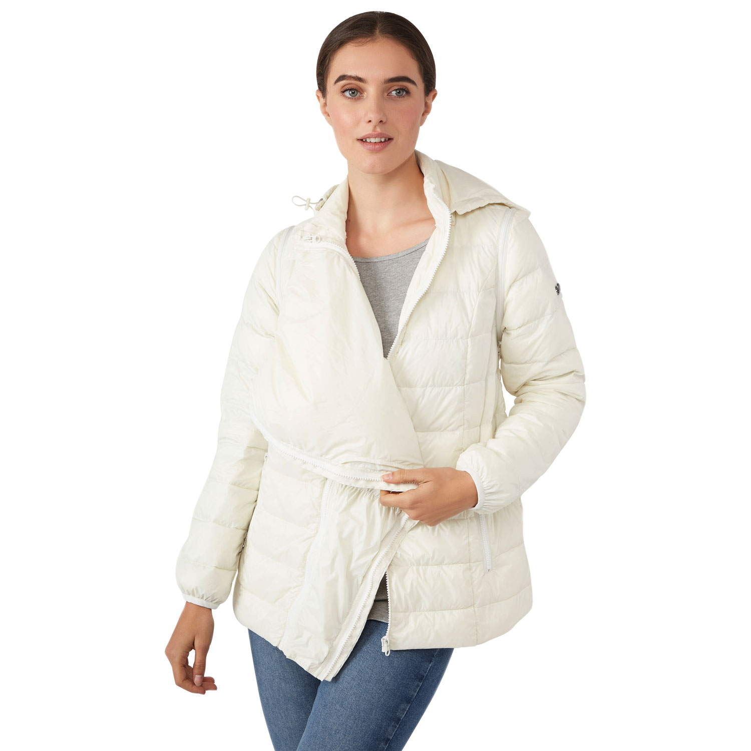 Modern Eternity Lola Lightweight Down Filled Maternity Jacket - X-Large - Eggshell