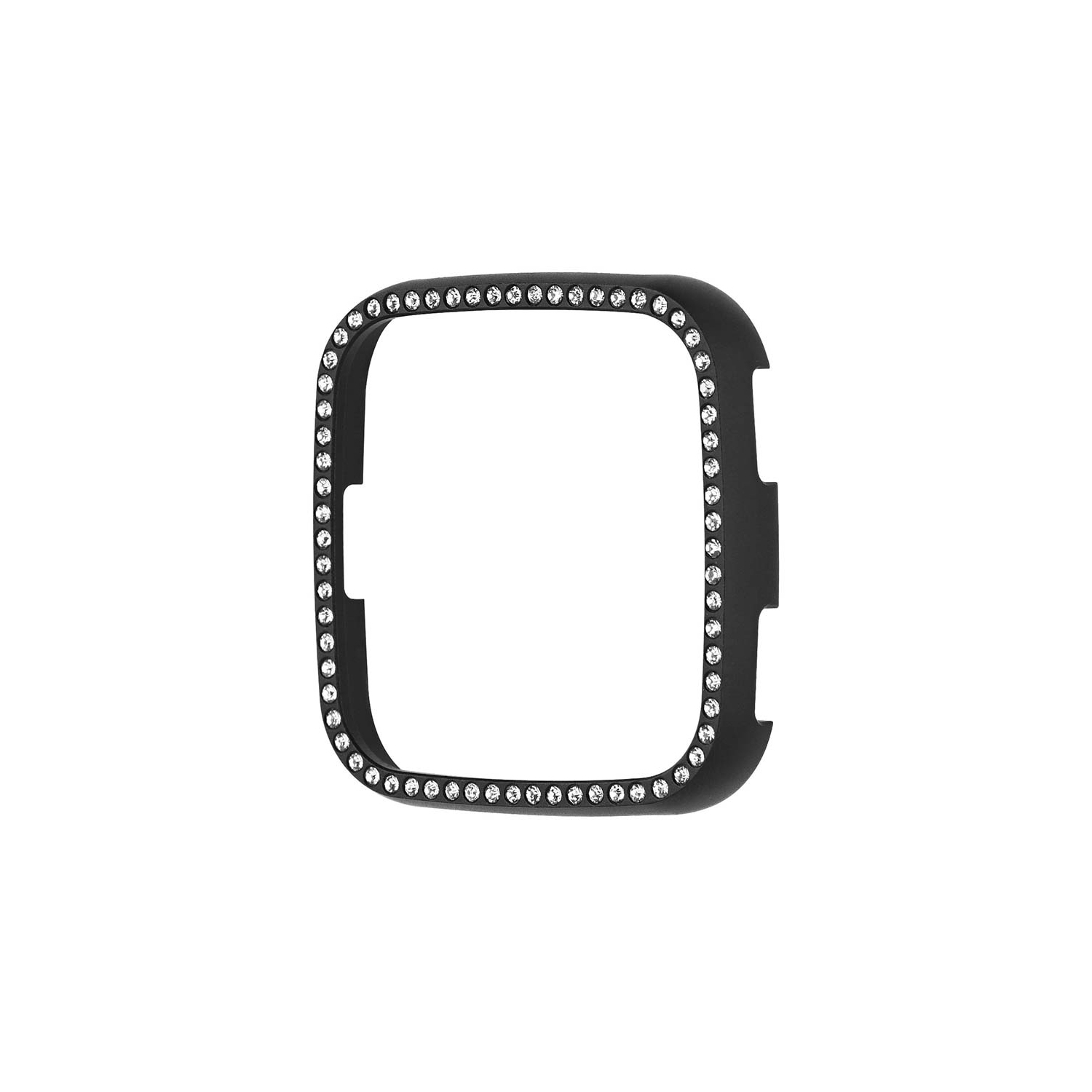 StrapsCo Alliage de Protection en Métal avec Strass pour Fitbit Versa et Versa Lite - Noir