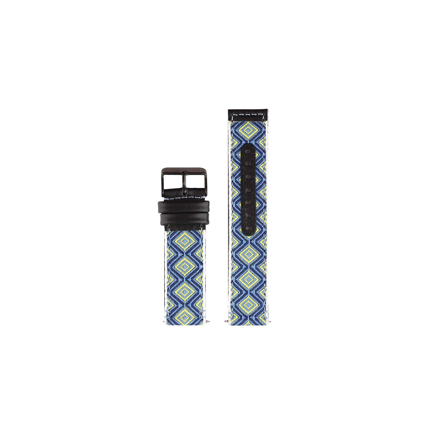 StrapsCo Embroidered Leather Watch Band Strap for Fitbit Versa, Versa 2 & Versa Lite - Blue & Green Reflections