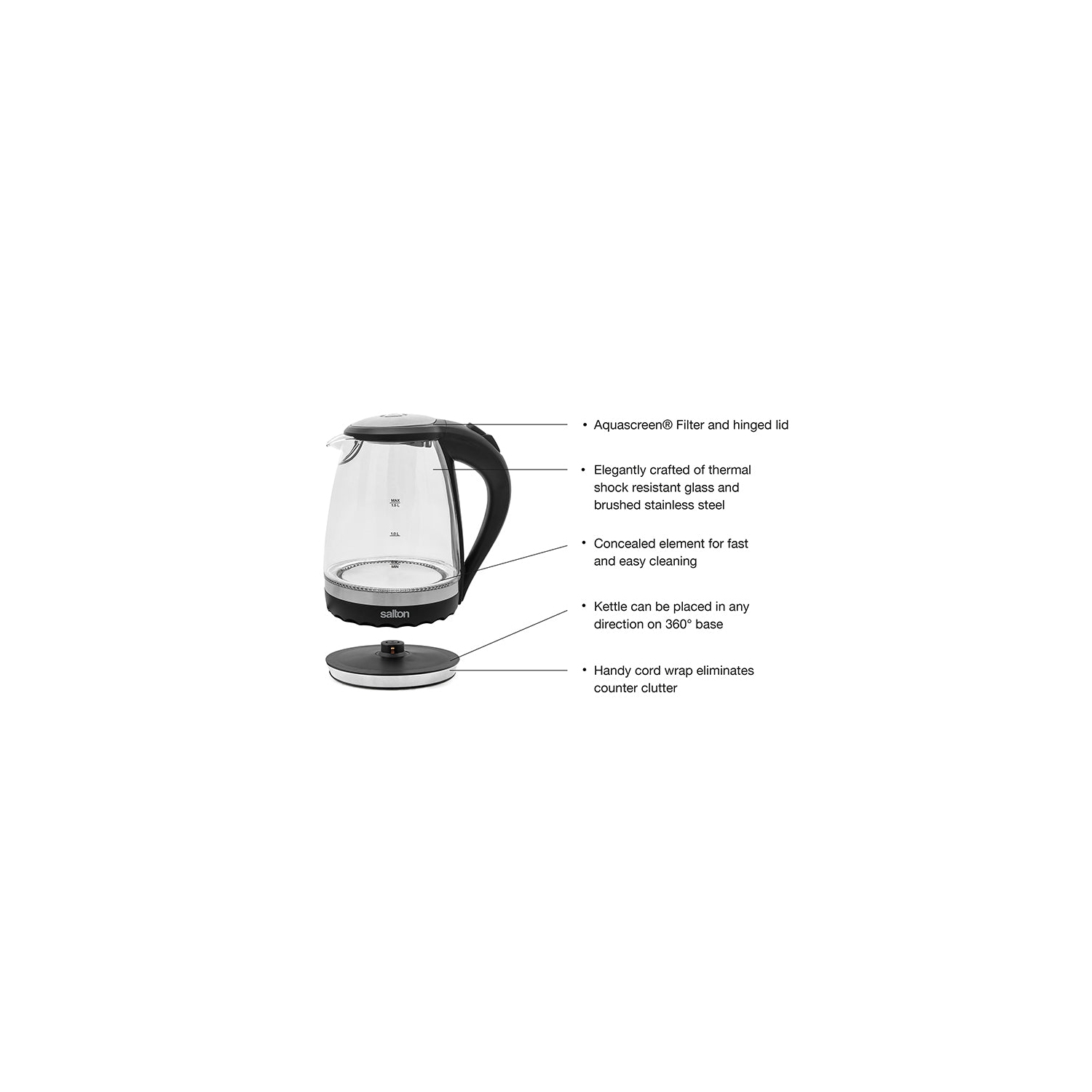 Salton Compact Cordless Electric Glass Kettle