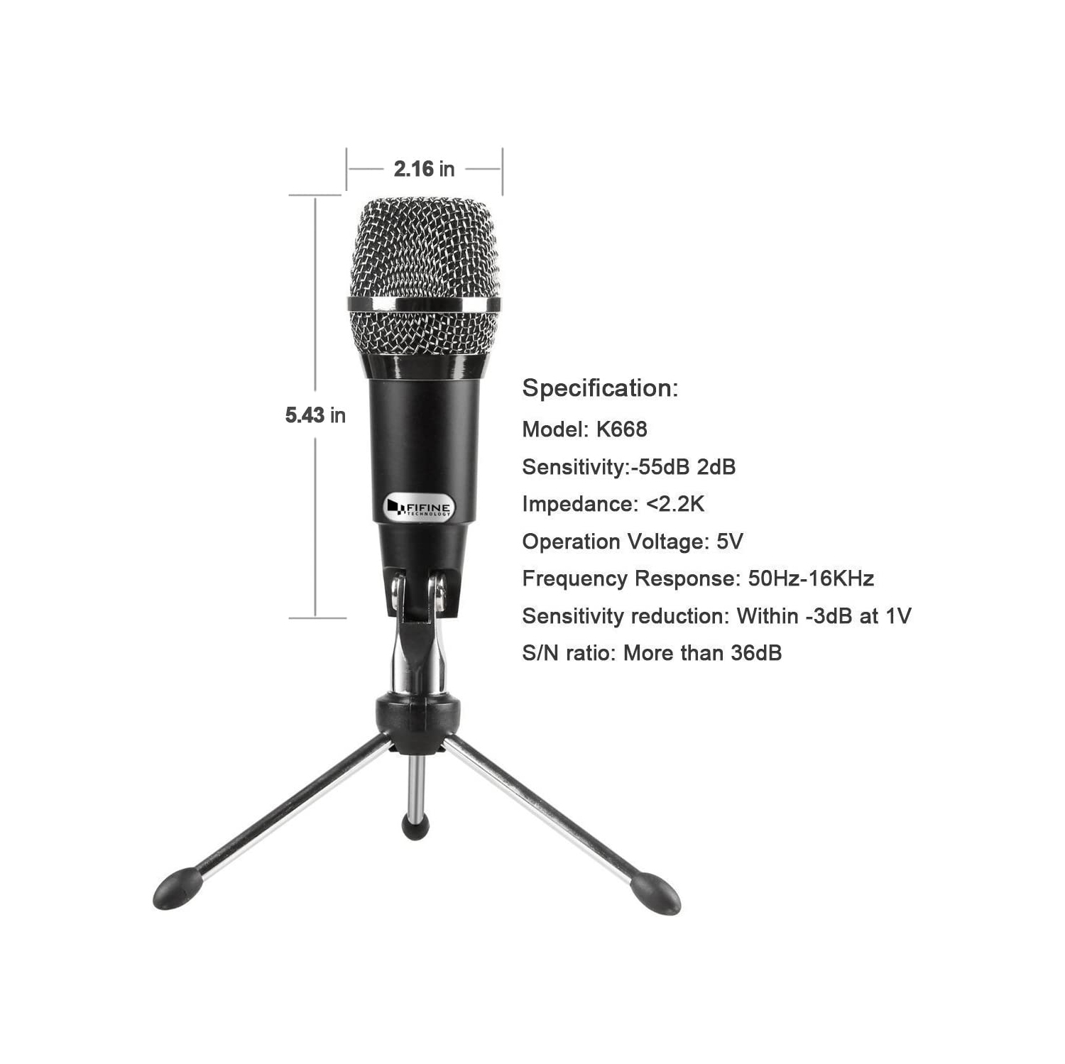 Fifine Plug &Play Home Studio USB Condenser Microphone for Skype, Recordings - Open Box