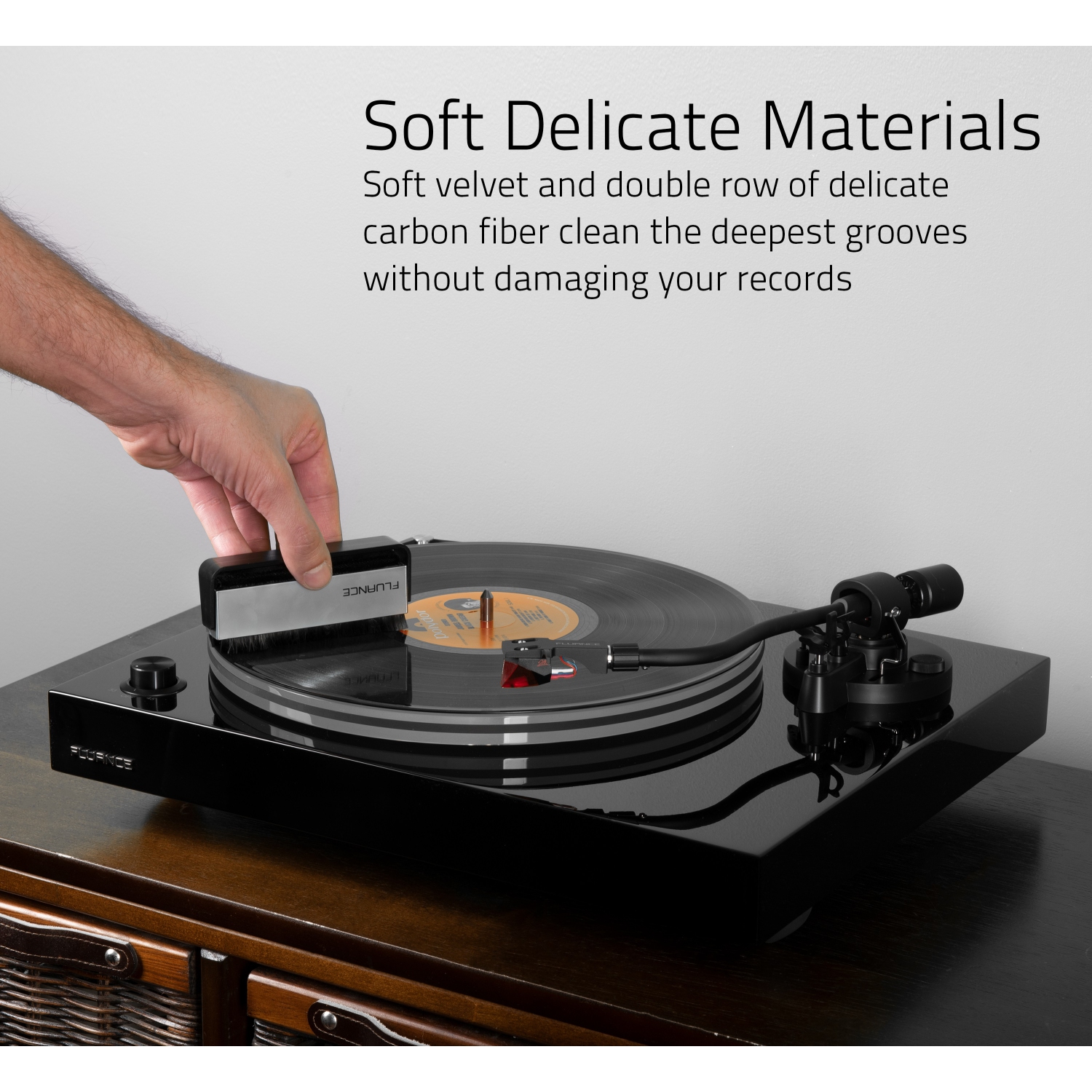 Fluance Vinyl Turntable Accessory Kit With Record And Stylus Anti-Static Brushes, Acrylic Platter and Record Weight