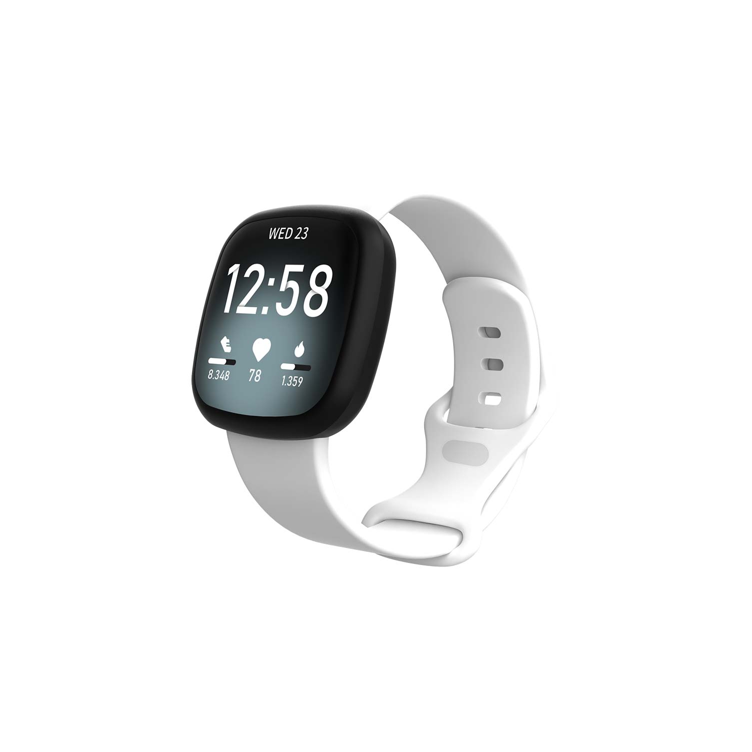 StrapsCo Silicone Rubber Infinity Watch Band Strap for Fitbit Versa 3 - Short-Medium - White