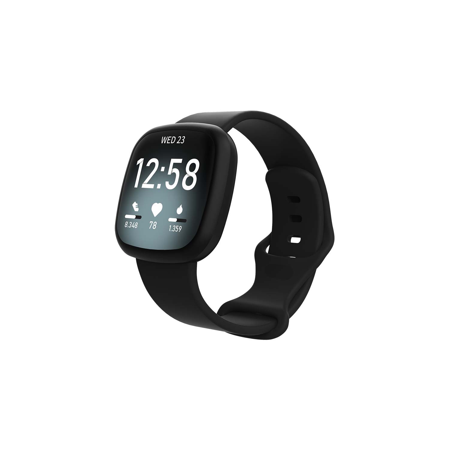 StrapsCo Silicone Rubber Infinity Watch Band Strap for Fitbit Versa 3 - Medium-Long - Black