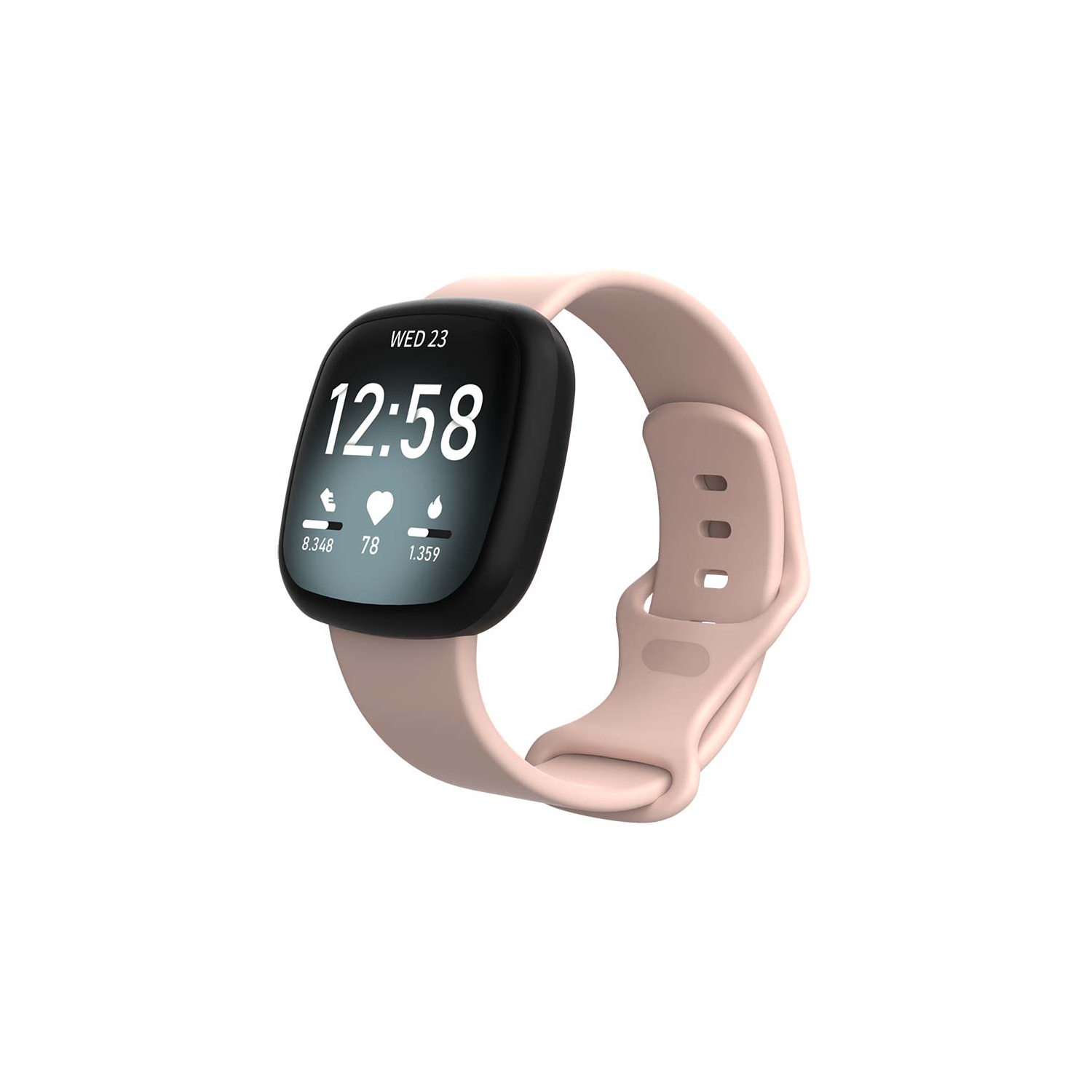 StrapsCo Silicone Rubber Infinity Watch Band Strap for Fitbit Sense - Medium-Long - Pale Pink