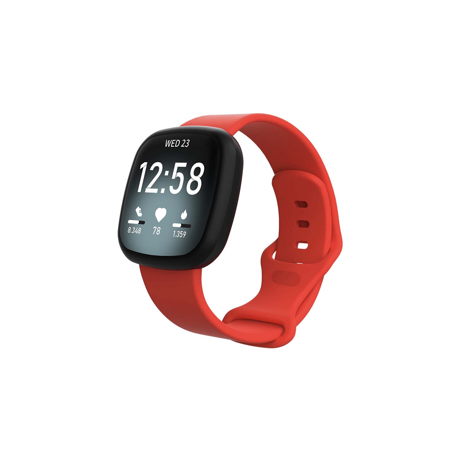 StrapsCo Silicone Rubber Infinity Watch Band Strap for Fitbit Sense - Medium-Long - Red