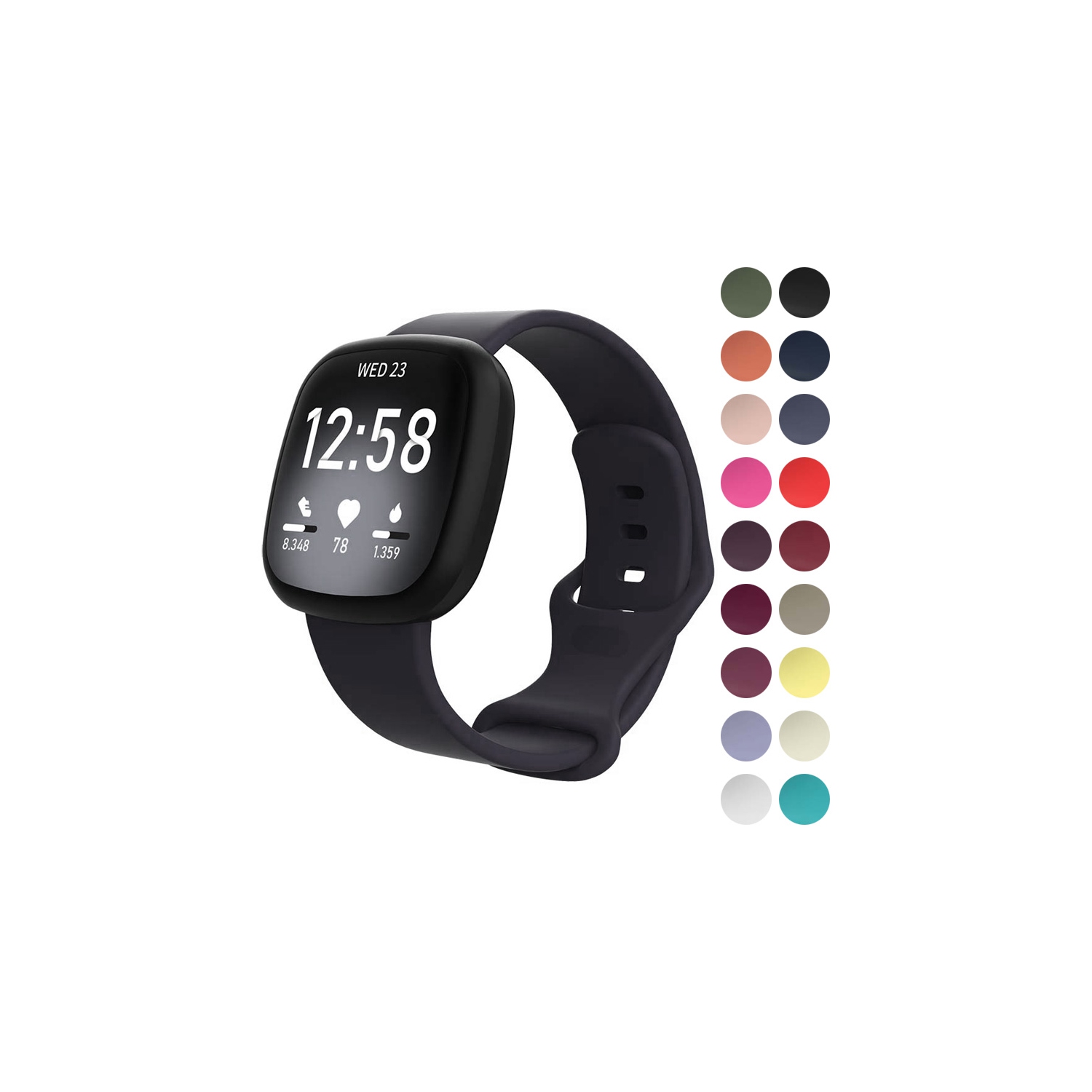 StrapsCo Silicone Rubber Infinity Watch Band Strap for Fitbit Versa 3 - Shorts-Medium - Midnight Blue