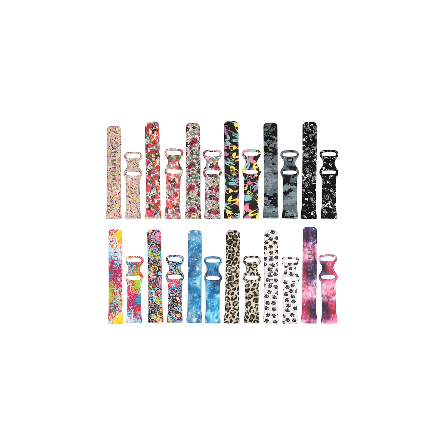 StrapsCo Pattern Print Silicone Rubber Watch Band Strap for Fitbit Sense - Medium-Long - Paw Print