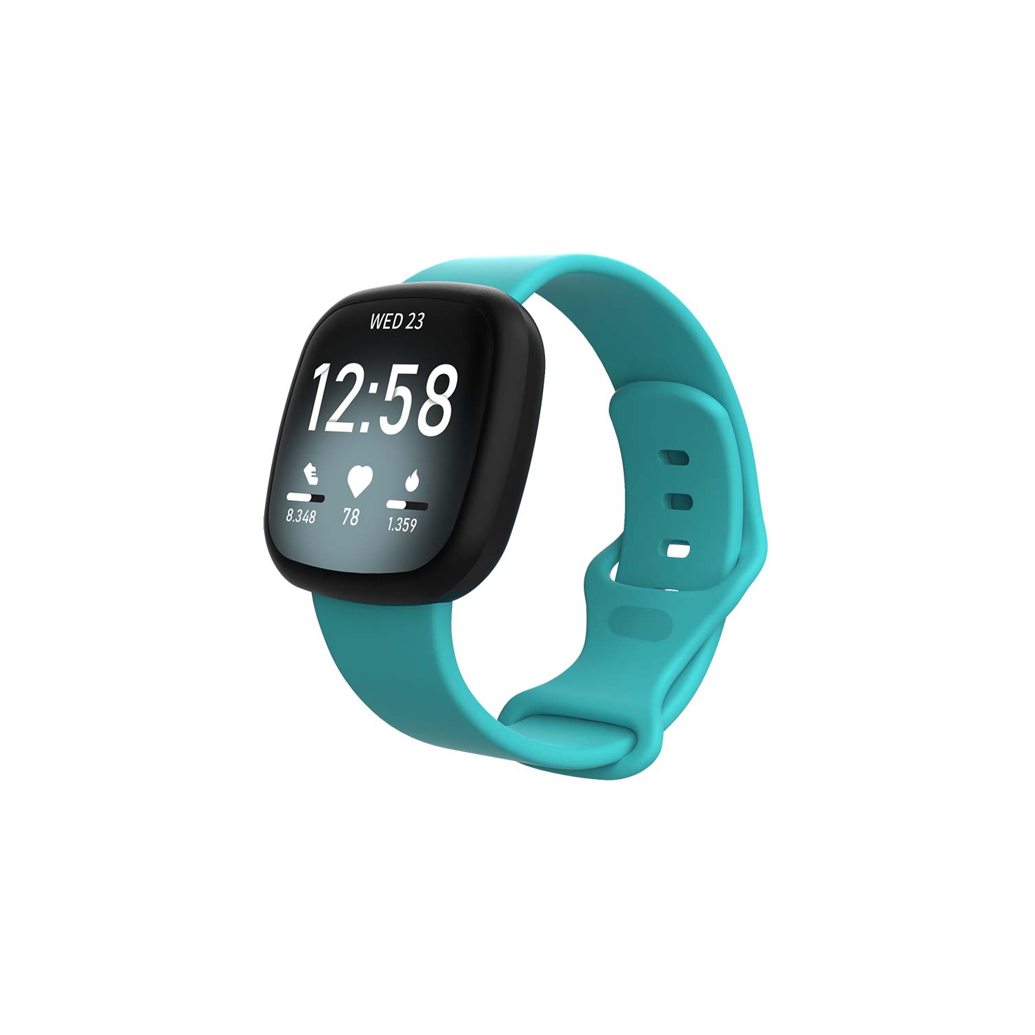 StrapsCo Silicone Rubber Infinity Watch Band Strap for Fitbit Versa 3 - Medium-Long - Teal