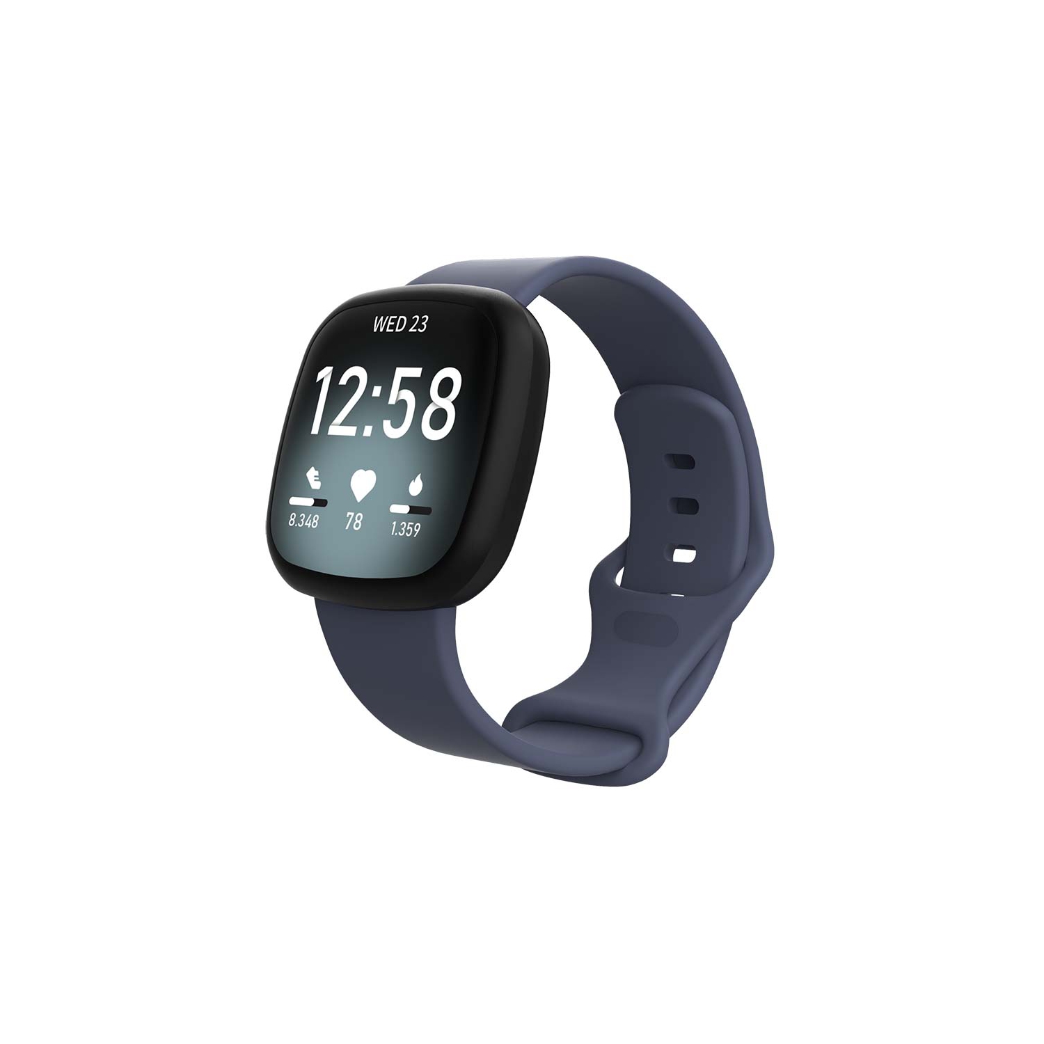 Bracelet en silicone/caoutchouc Infinity de StrapsCo pour Sense de Fitbit - moyen-long - Gris bleu