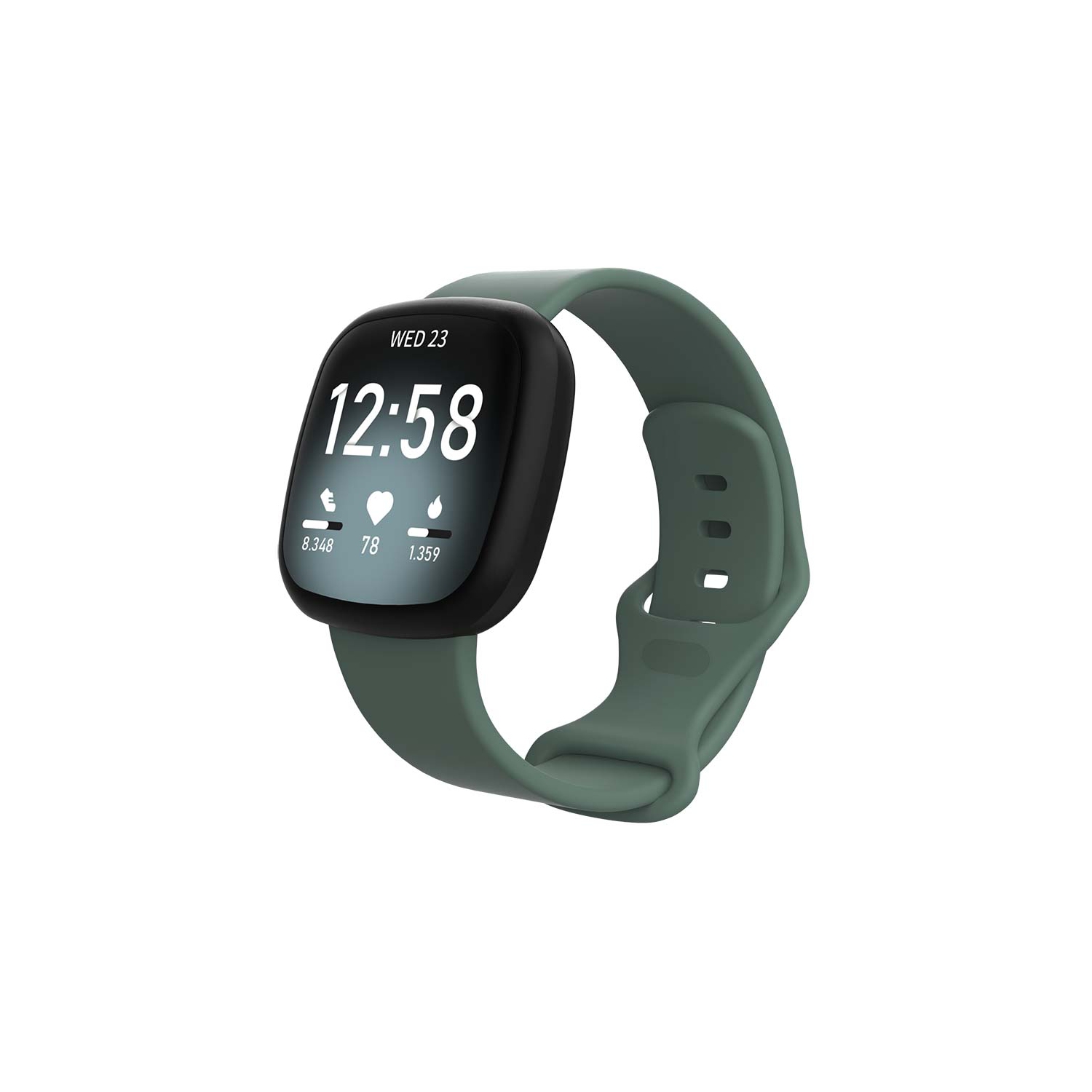 StrapsCo Silicone Rubber Infinity Watch Band Strap for Fitbit Versa 3 - Medium-Long - Green