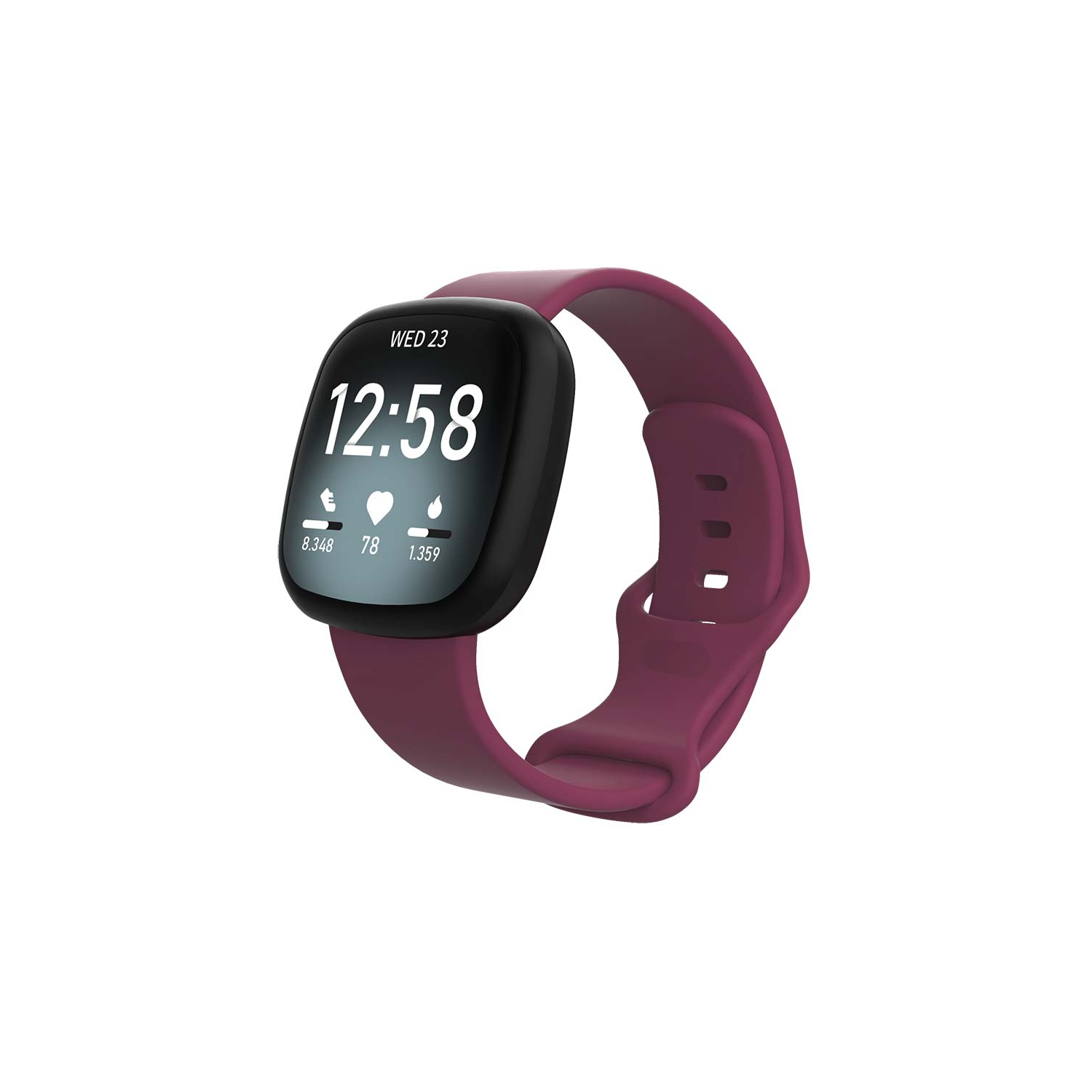 StrapsCo Silicone Rubber Infinity Watch Band Strap for Fitbit Sense - Medium-Long - Purple