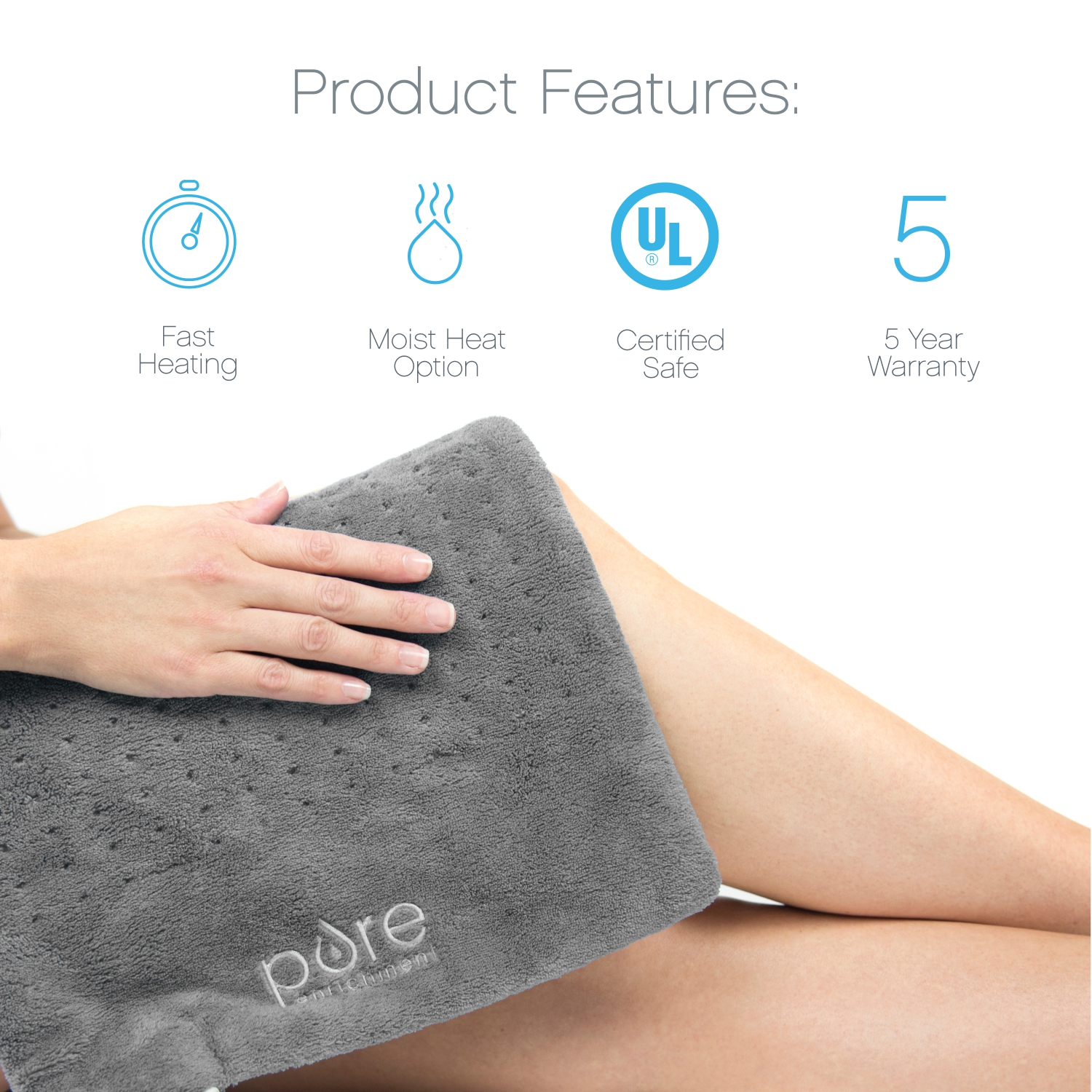 PureRelief Deluxe Heating Pad - Gray