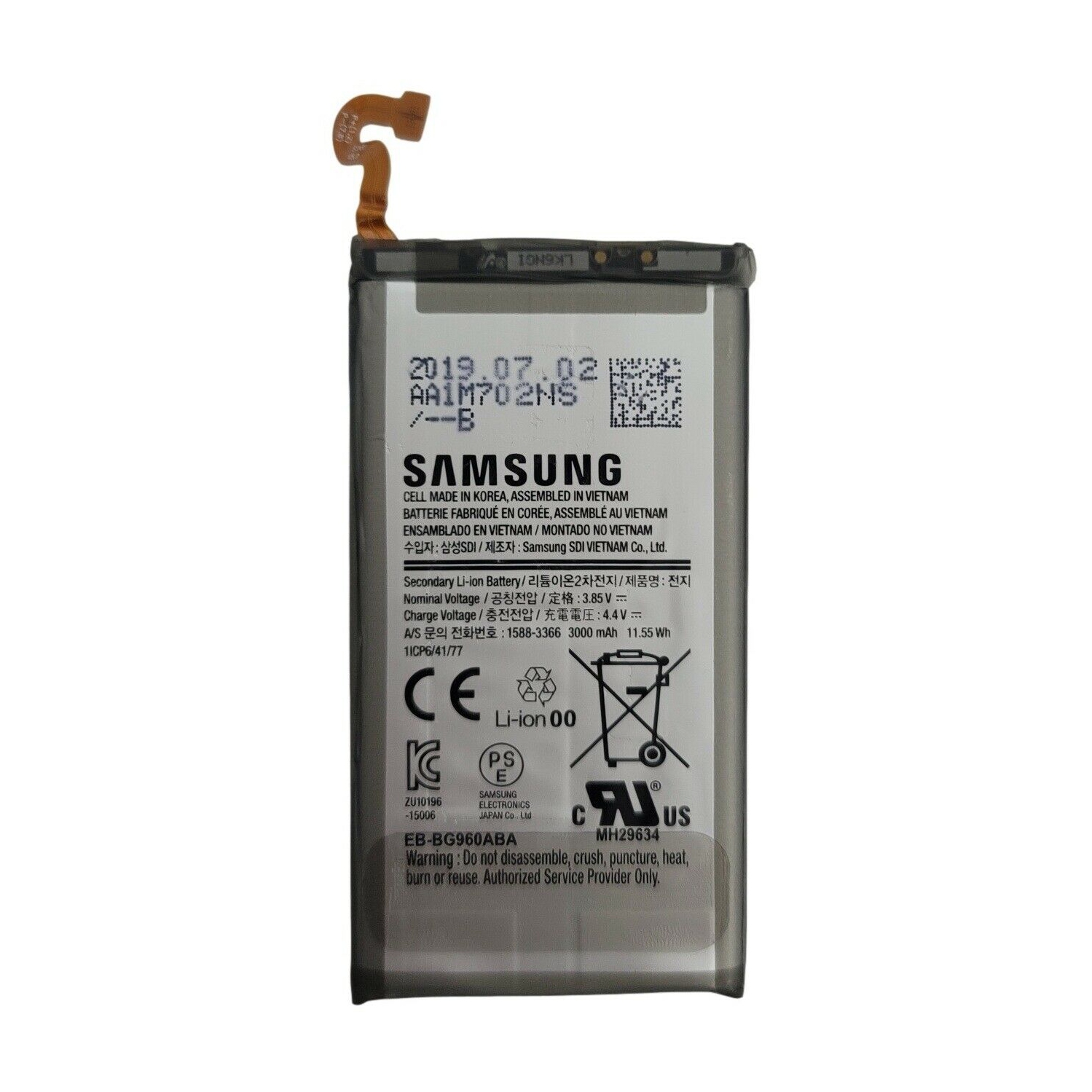 Samsung Galaxy S9 SM-G960W Bell Mobility/Rogers Internal Battery 3000mAh 3.85V 11.55Wh OEM Genuine