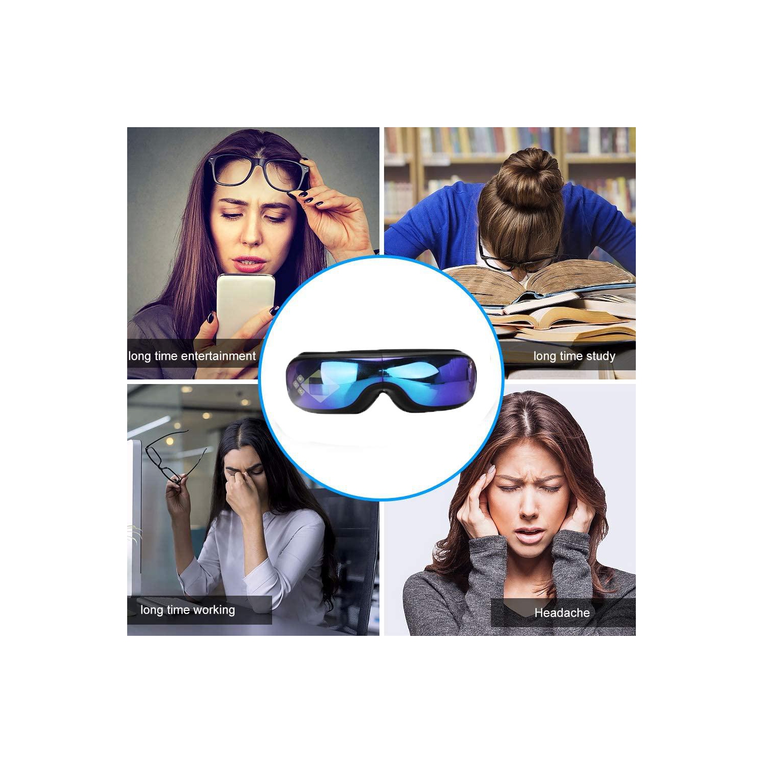 Masseur oculaire à compression d'air intelligent VGI Deluxe - Bleu