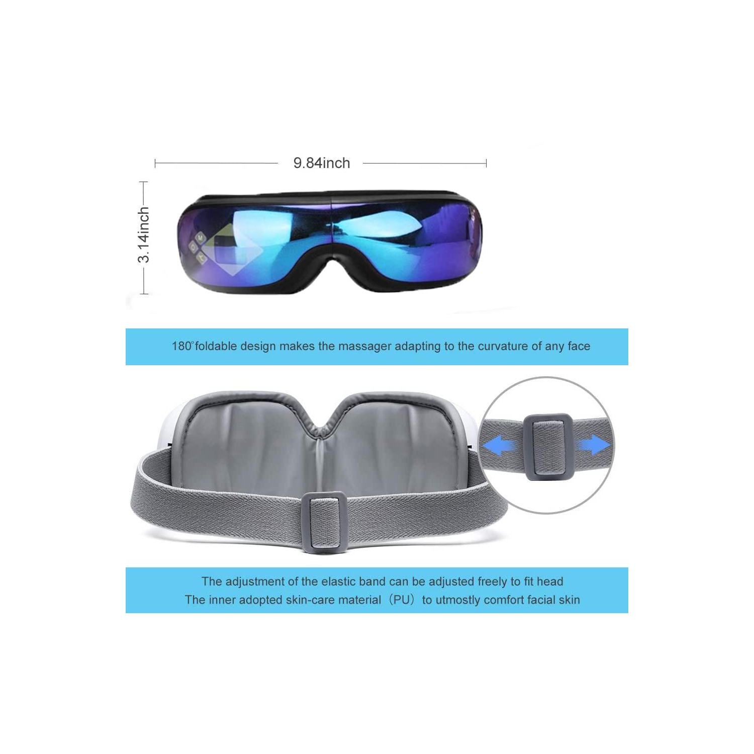 Masseur oculaire à compression d'air intelligent VGI Deluxe - Bleu