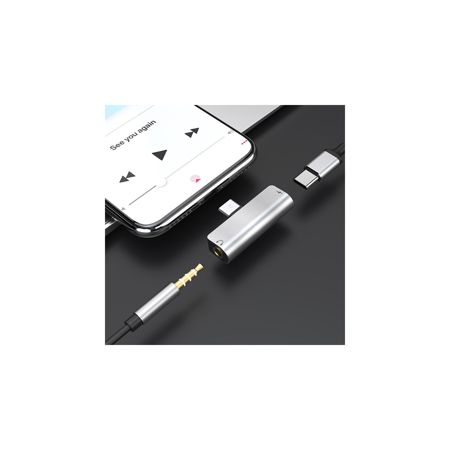 【CSmart】 2 in 1 USB-C to 3.5mm Audio Jack Headphone + Charger Splitter Converter Adapter for Samsung Android Smartphones