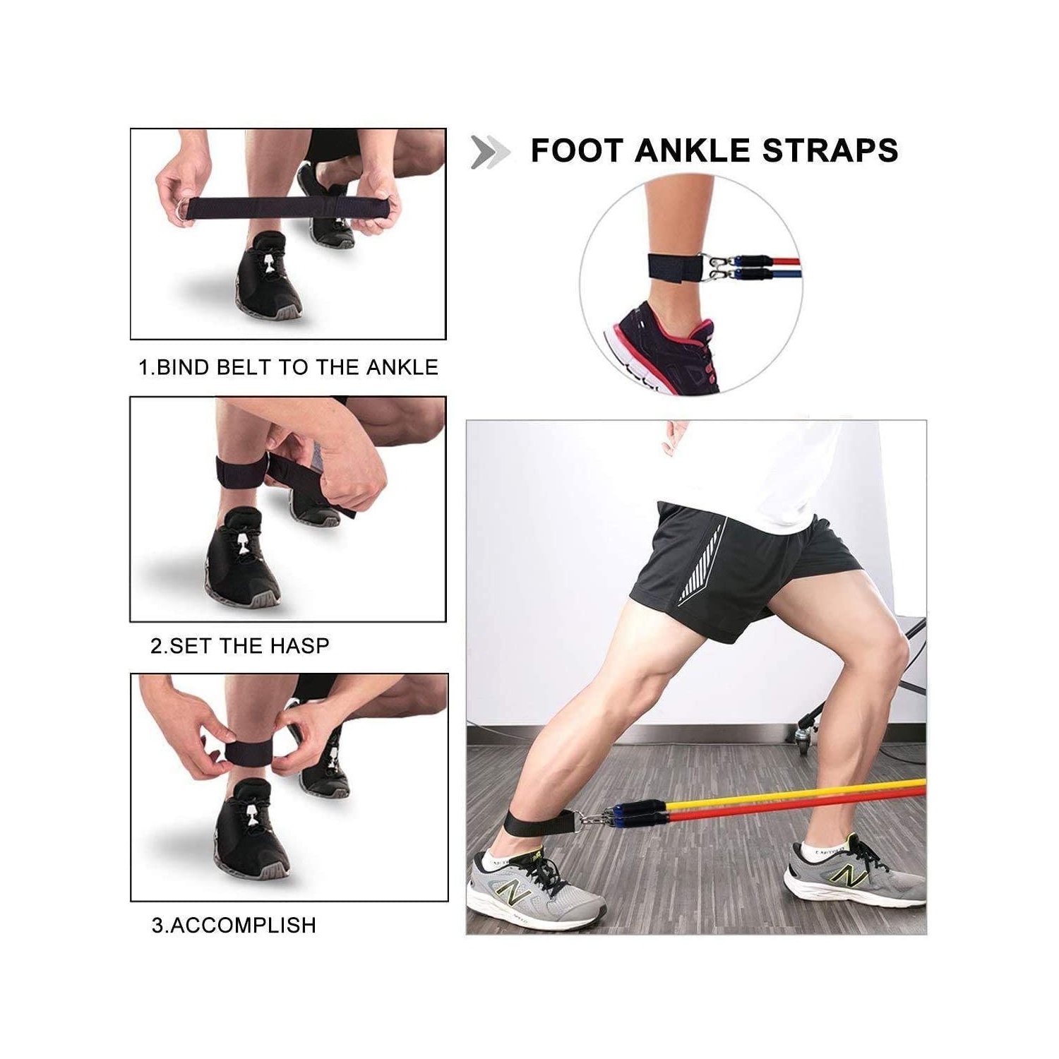 Resistance Bands Set, Exercise Bands Up to 100 LBS, Resistance Bands with Handles, Updated with Ankle Straps, Door Anchor, Workout Bands for Building