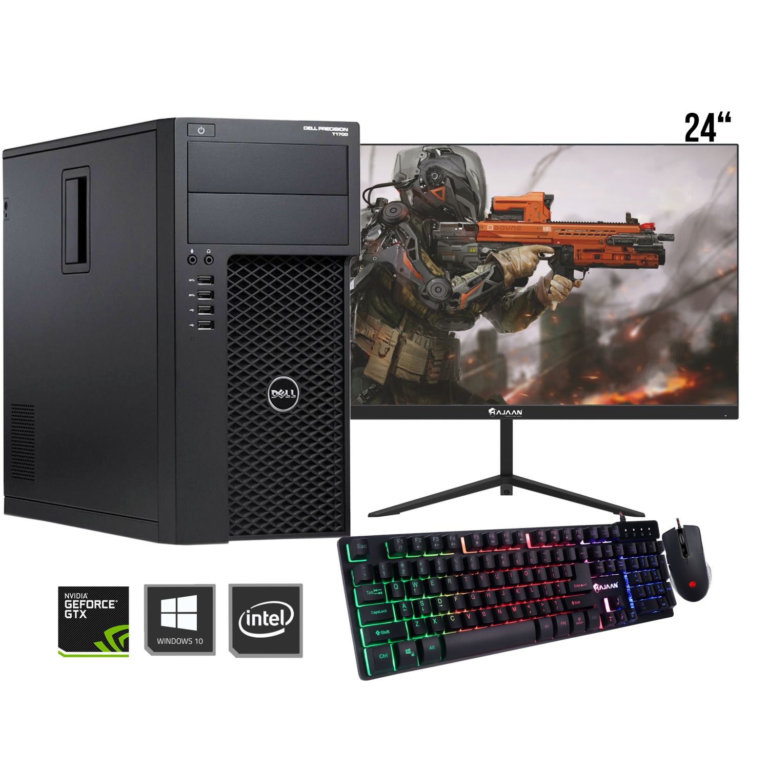 Refurbished (Good) - Dell Precision T1700 Gaming Tower Workstation with Hajaan 24" Monitor - Intel Core i7-4770, 3.40 GHz 32GB RAM 1TB SSD Windows 10 Home, NVIDIA GTX 1650 4GB
