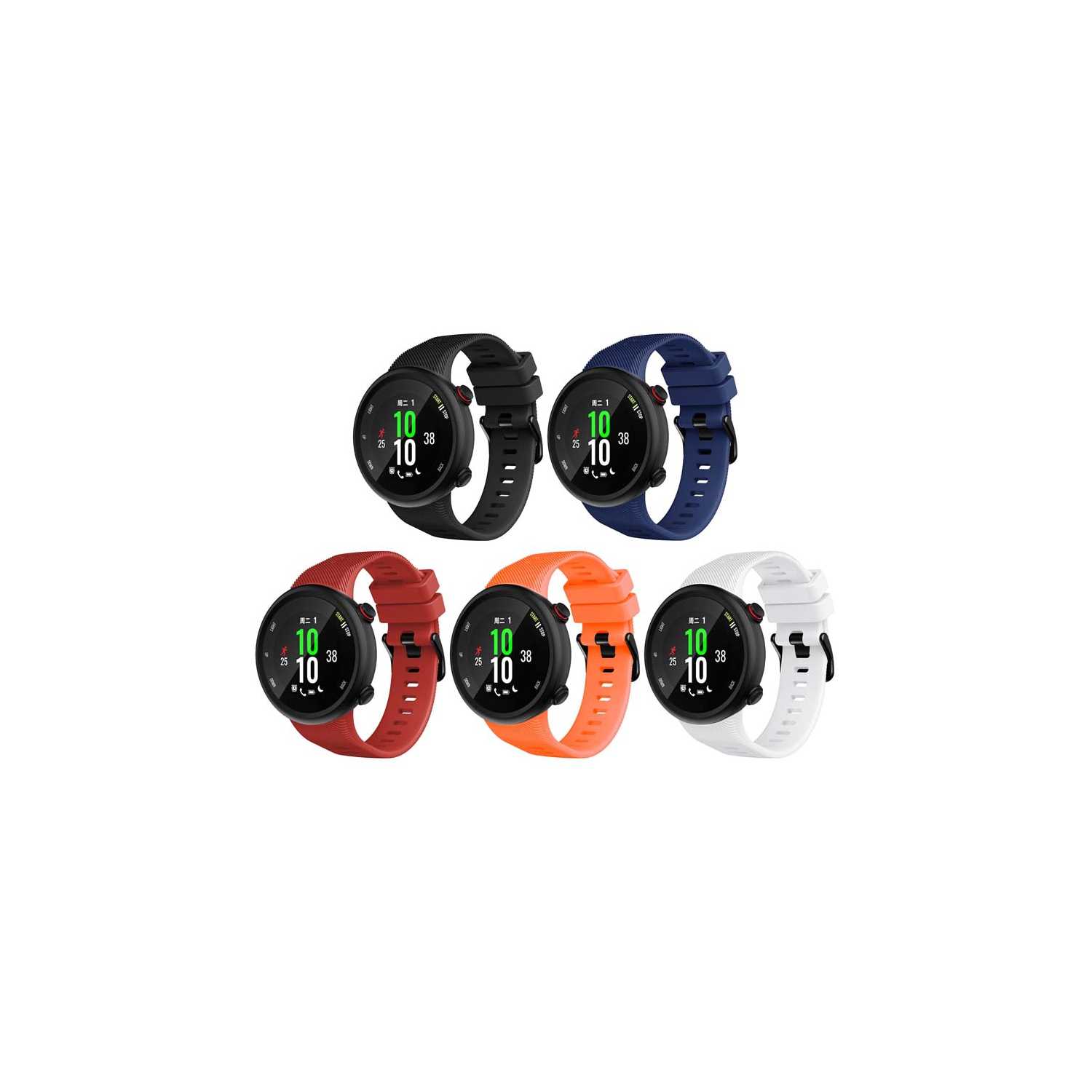 Bracelet en caoutchouc de silicone de StrapsCo pour montres Forerunner 45/45S/Swim 2 de Garmin - Noir