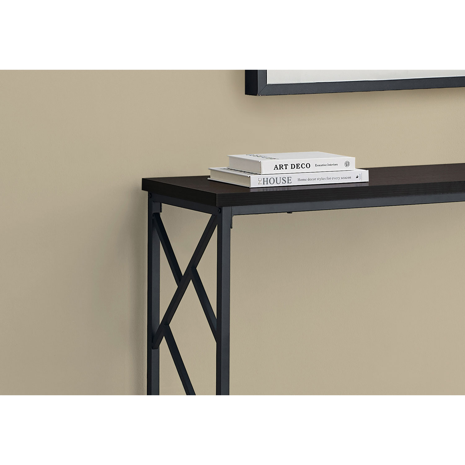Monarch Contemporary Rectangular Console Table - Espresso/Black