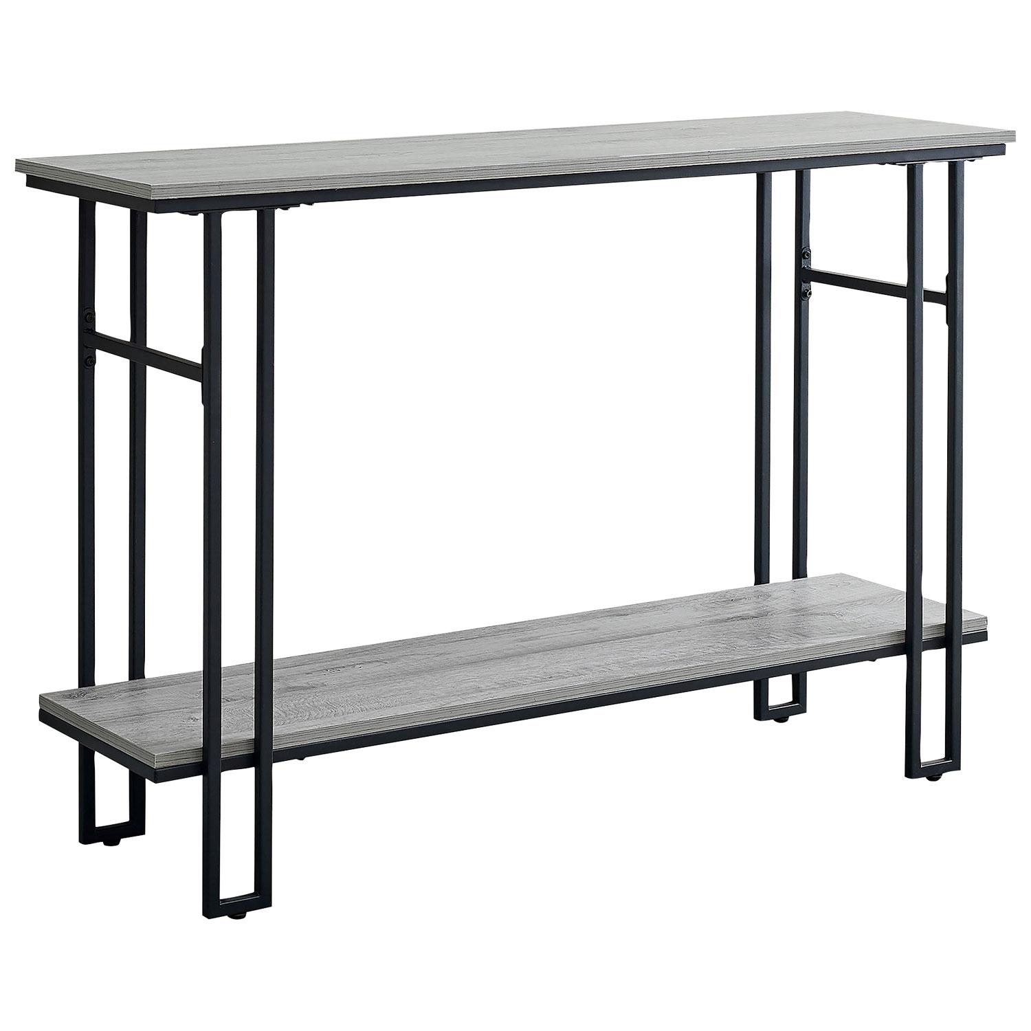 Monarch Contemporary Rectangular Console Table with 1 Shelf - Grey/Black