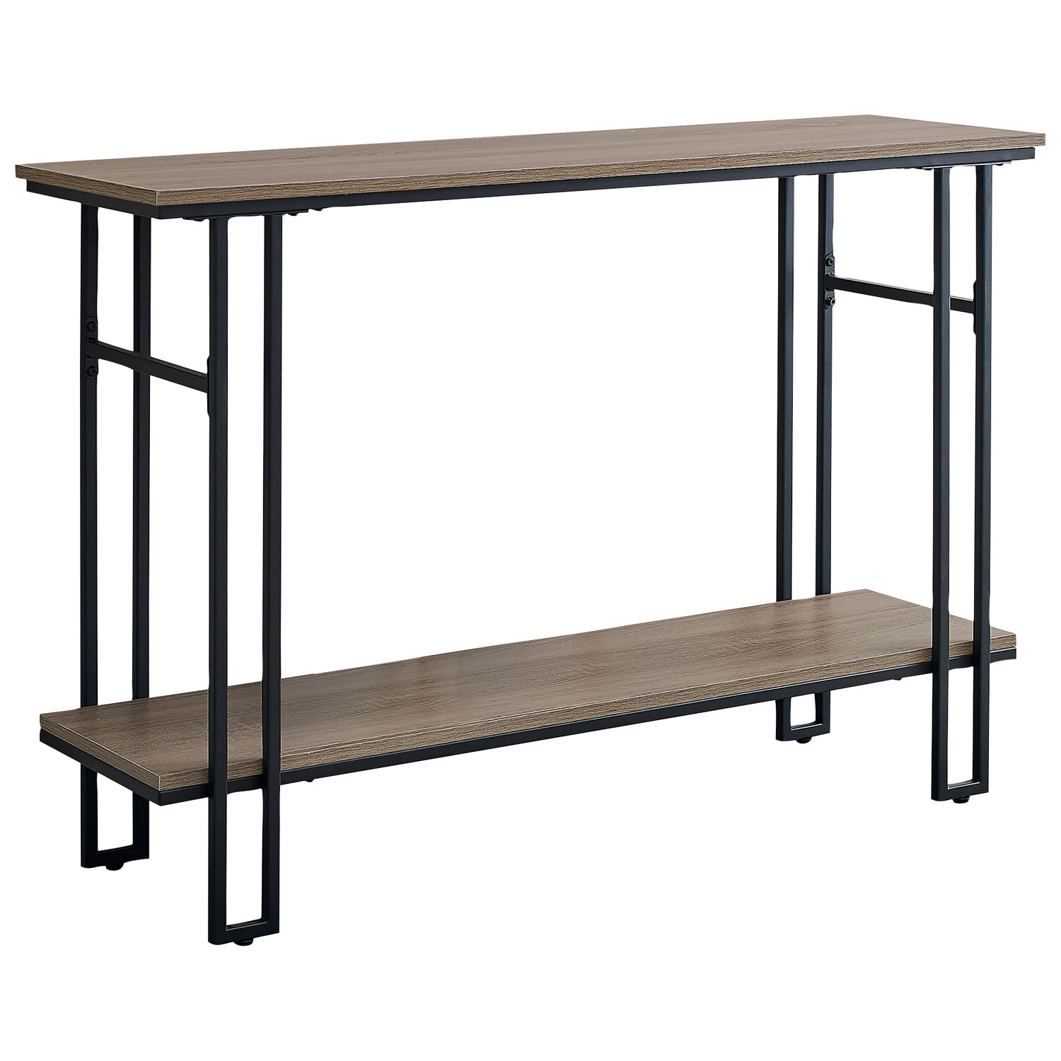 Monarch Contemporary Rectangular Console Table with 1 Shelf - Taupe/Black