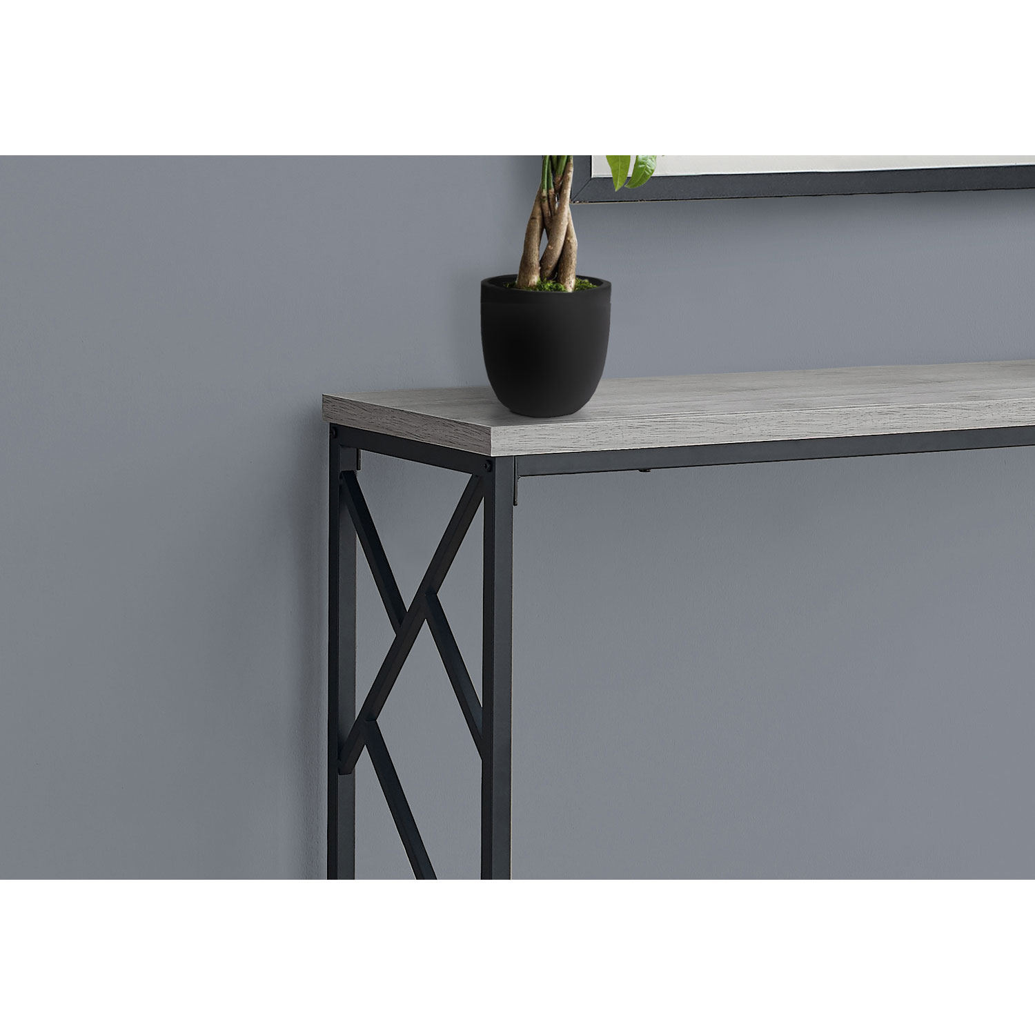 Monarch Contemporary Rectangular Console Table - Grey/Black