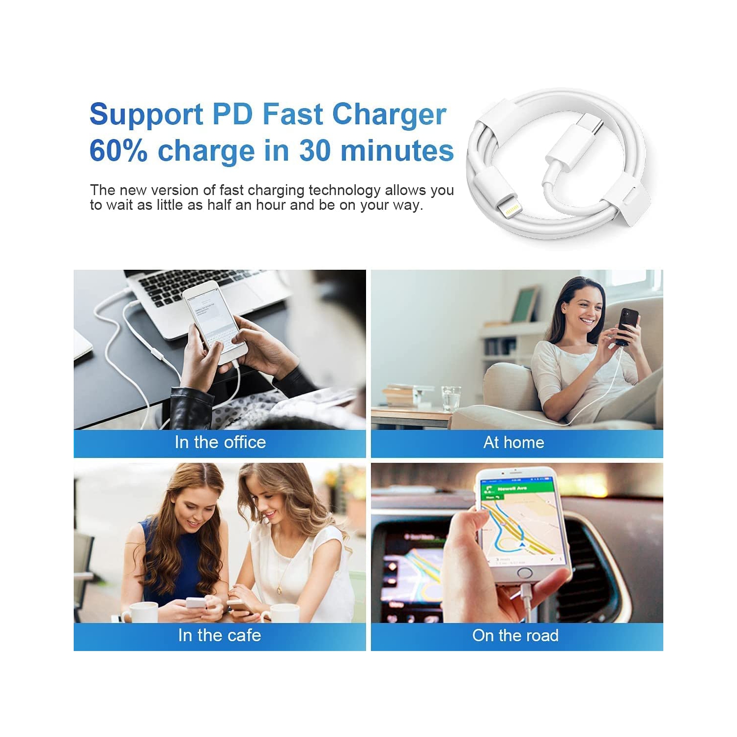 20W Type USB C Fast Wall Charger Power Adapter for iPhone 14 Pro Max iPhone 13 Pro Max iPhone 11 iPhone 12 PRO MAX iPad Air Mini iPad Pro + 1m USB-C