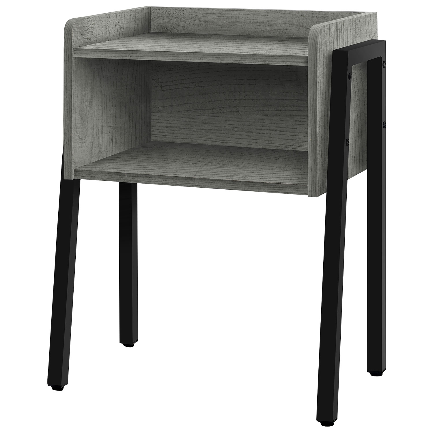 Monarch Contemporary Rectangular End Table with Shelf - Grey/Black