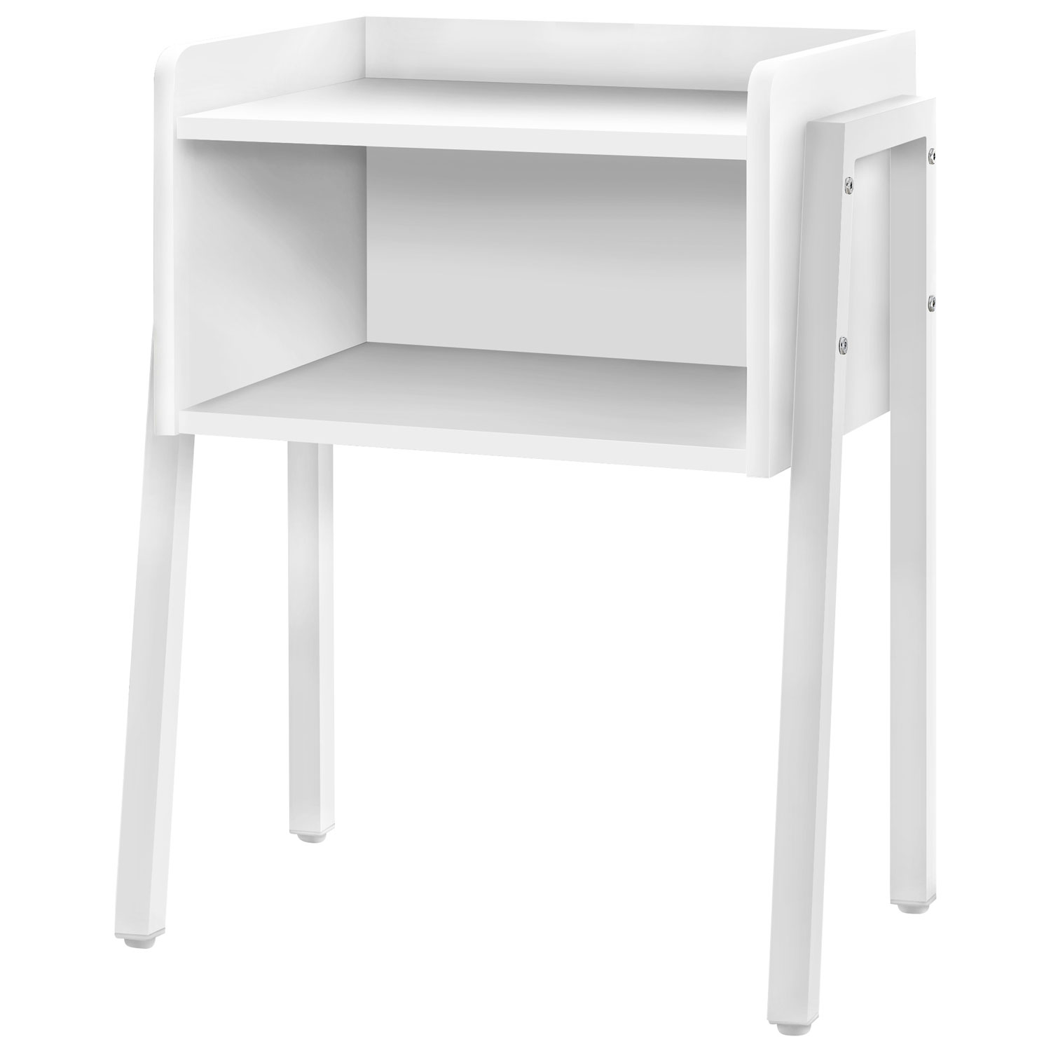 Monarch Contemporary Rectangular End Table with Shelf - White