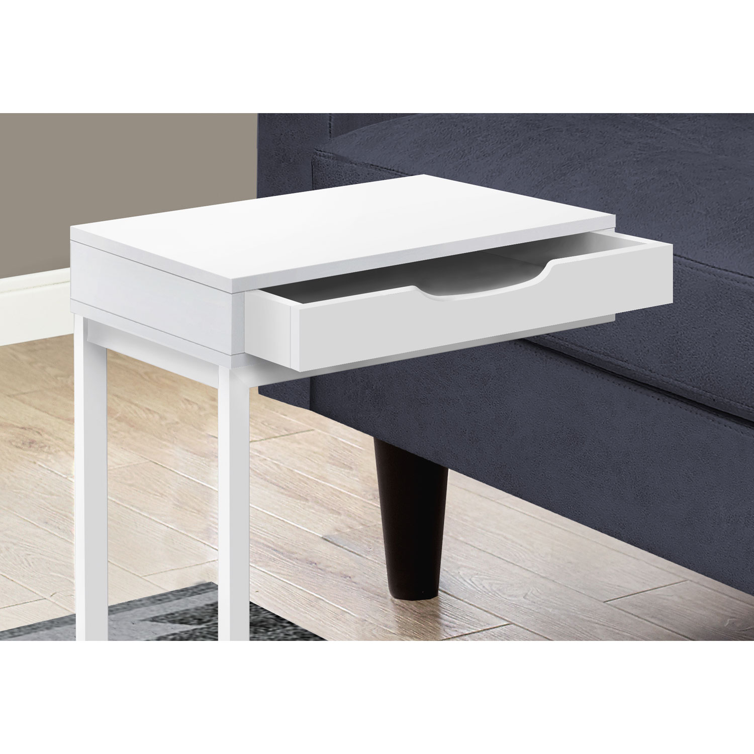 Table d'appoint rectangulaire contemporaine en C de Monarch - Blanc