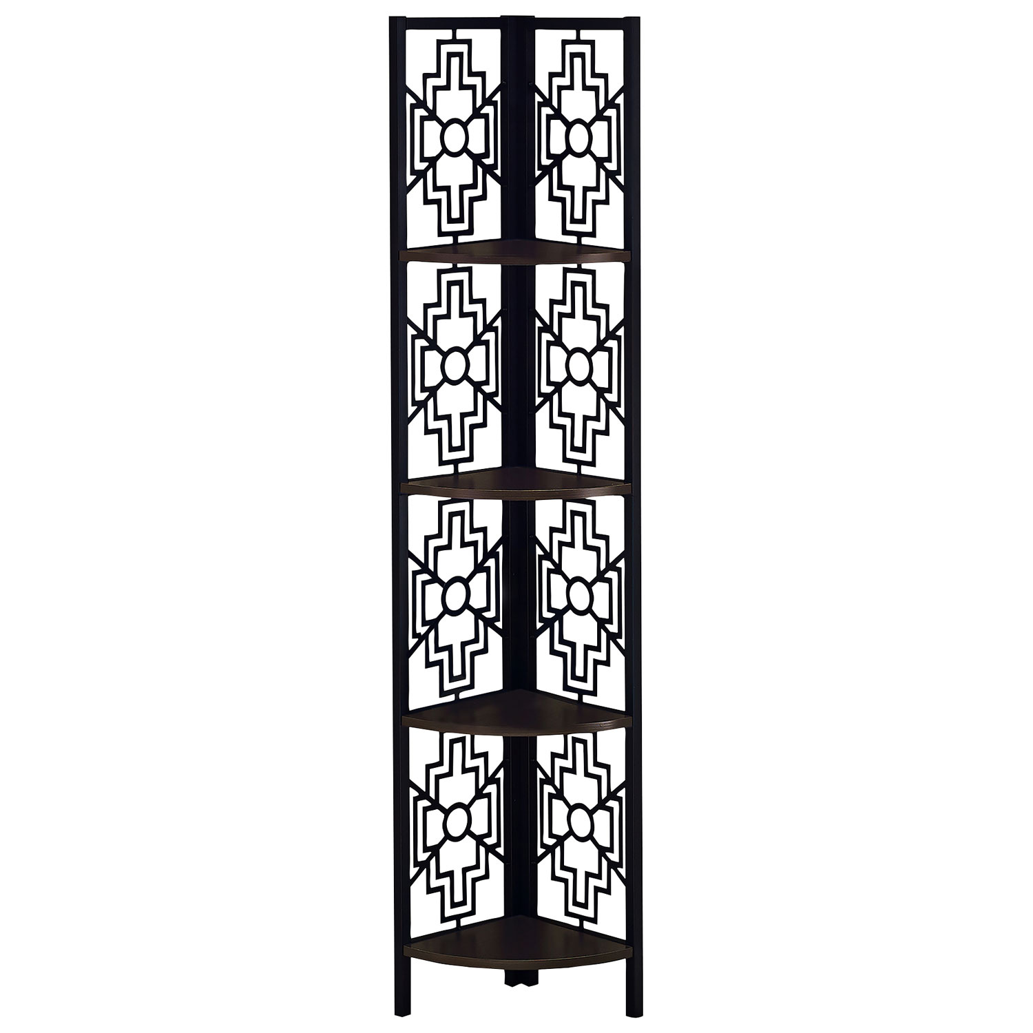 Monarch 62" 4-Shelf Metal Corner Bookcase - Espresso/Black