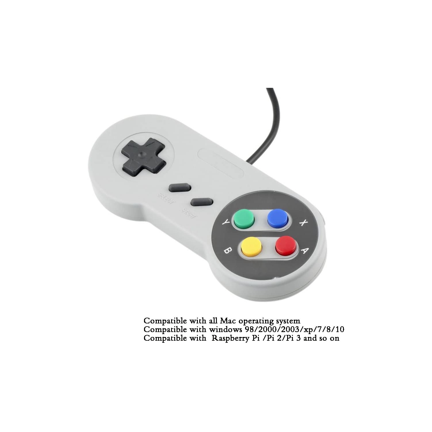 USB Controller for Super Nintendo, SNES Retro Famicom Game Gaming Joypad Gamepad for Windows PC MAC Linux Android Raspberry Pi (Multicolored)
