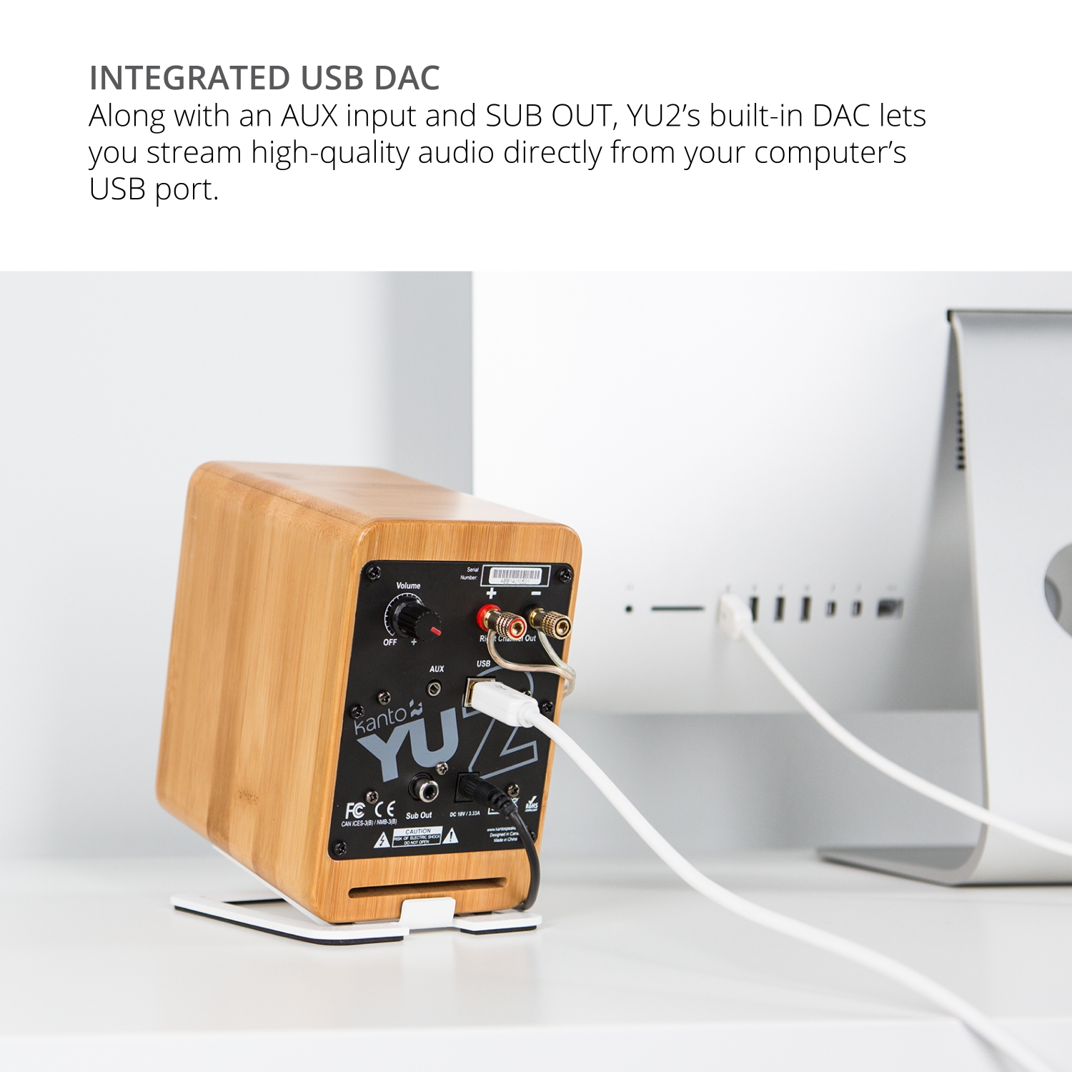 Kanto YU2 Powered Desktop Computer Speakers with Built-in USB DAC | Walnut | Pair