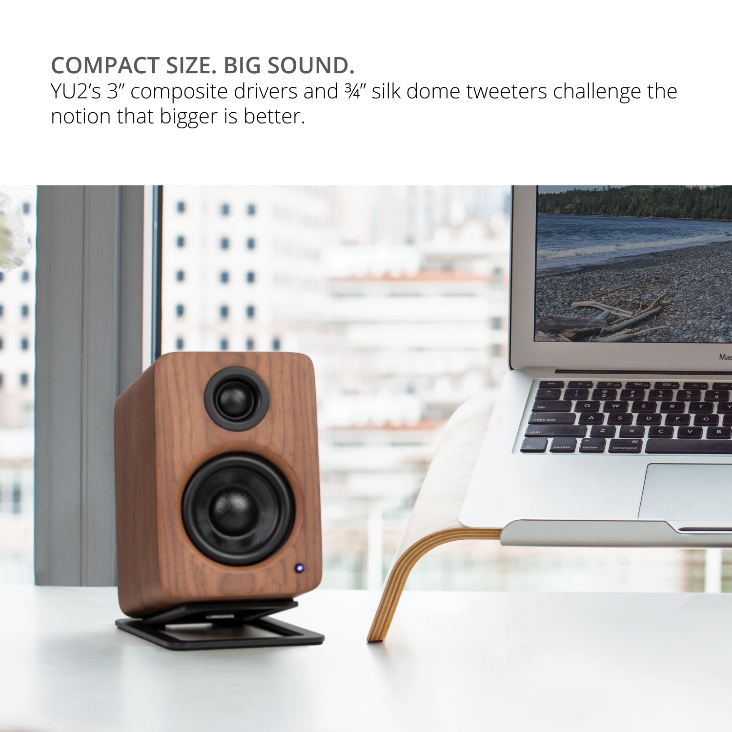 Kanto YU2 Powered Desktop Computer Speakers with Built-in USB DAC | Walnut | Pair