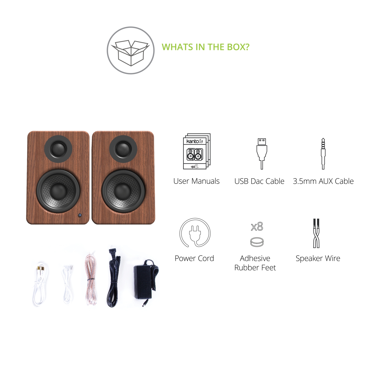 Kanto YU2 Powered Desktop Computer Speakers with Built-in USB DAC | Walnut | Pair