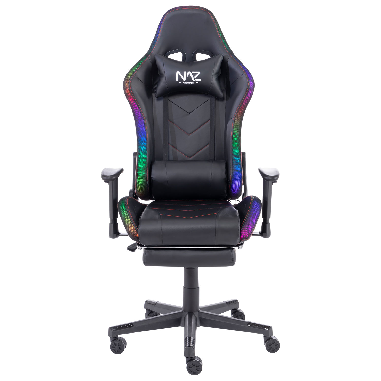 Fauteuil de jeu ergonomique à dossier haut en similicuir série Ultimate de Naz - Noir